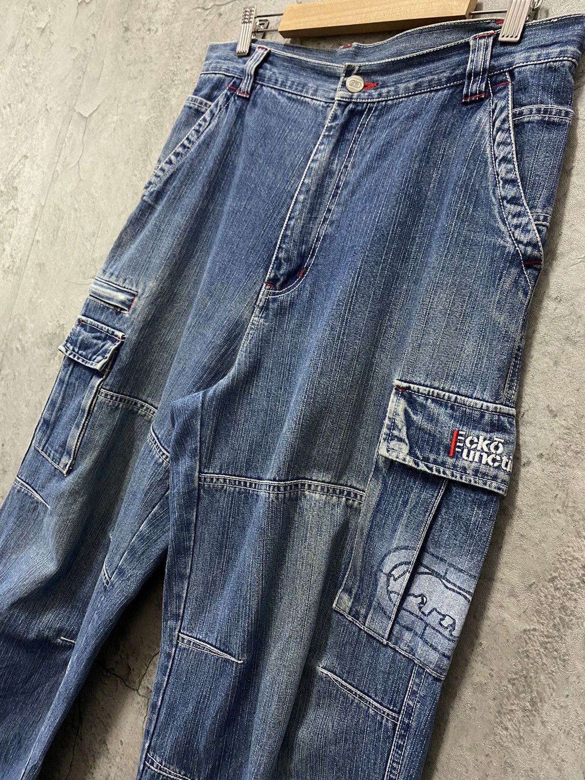 Ecko Unltd. × Marc Ecko Vintage Ecko Function Cargo Denim Baggy Pants Size US 32 / EU 48 - 6 Thumbnail