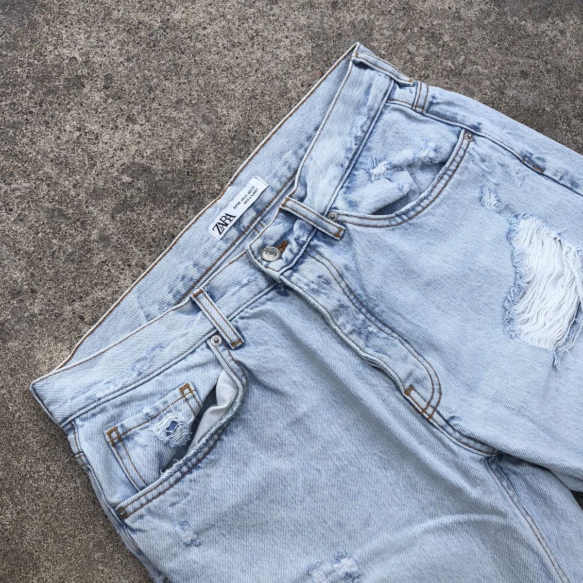 Zara 🔥Trash🔥ZARA Stoned Wash Rips Distress Denim Jeans Size US 32 / EU 48 - 12 Thumbnail
