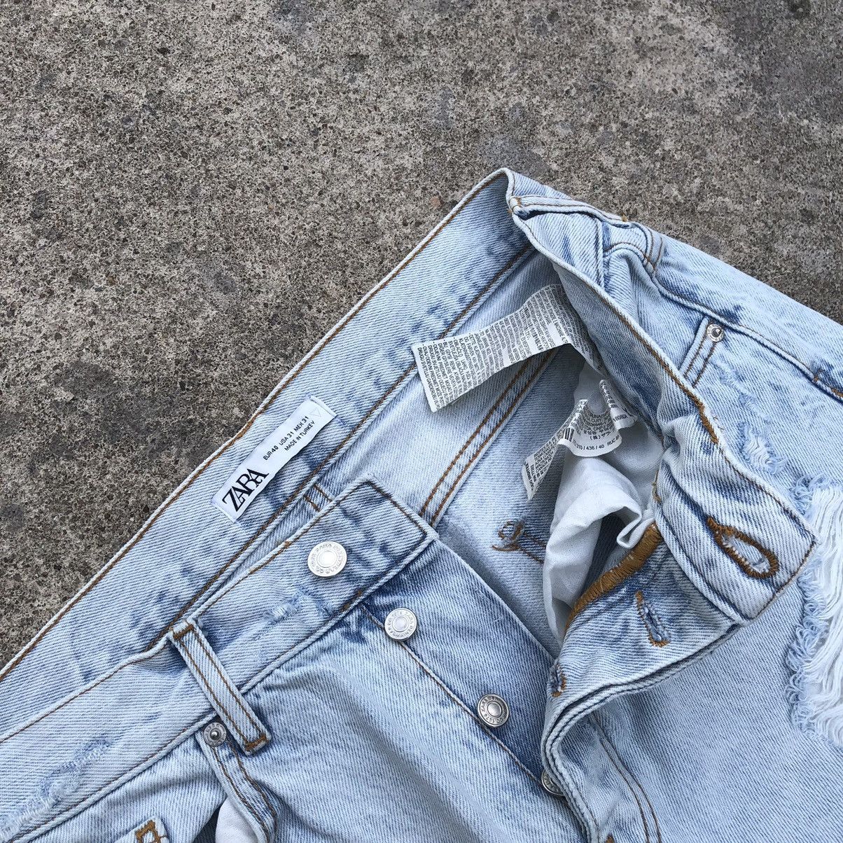Zara 🔥Trash🔥ZARA Stoned Wash Rips Distress Denim Jeans Size US 32 / EU 48 - 13 Thumbnail