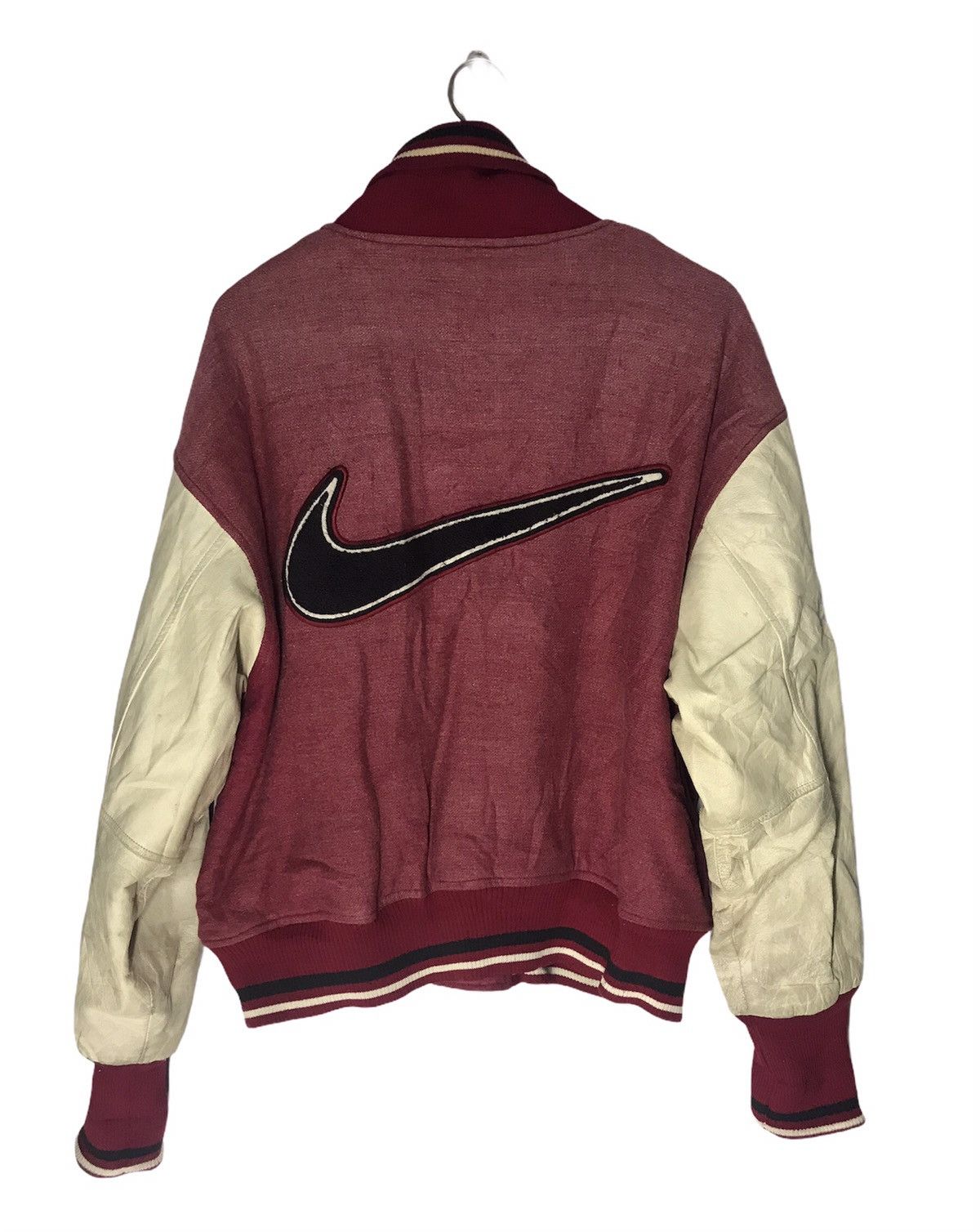 Nike Vintage nike varsity leather sleeve embroidered swoosh Size US L / EU 52-54 / 3 - 2 Thumbnail