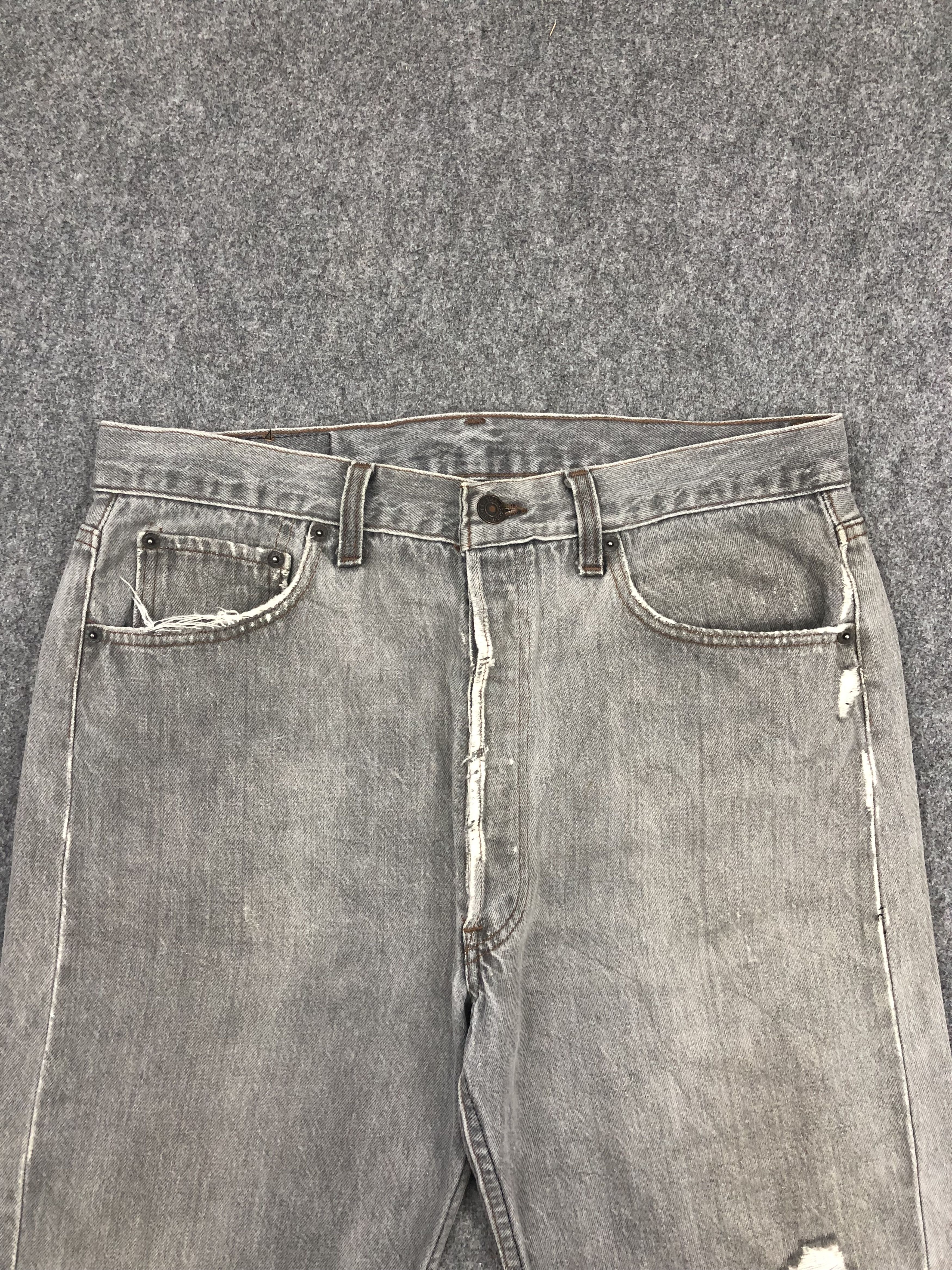 Levi's × Vintage Vintage 90s Distressed Levis 501 Faded Black Jeans Size US 34 / EU 50 - 2 Thumbnail