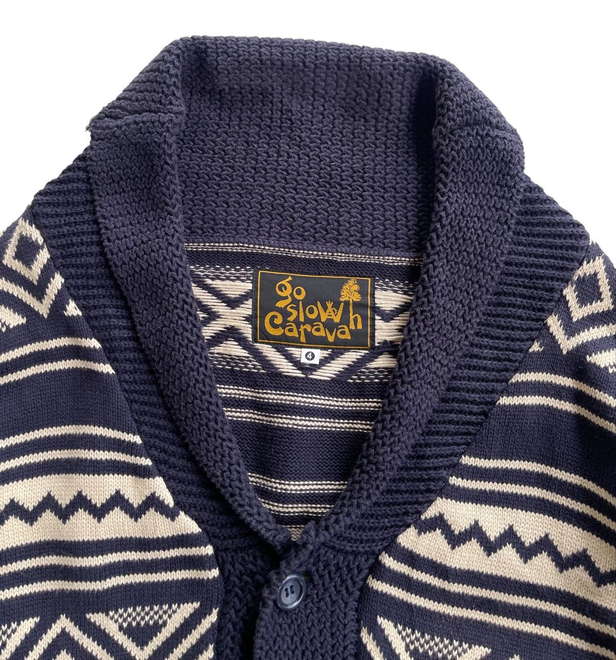 go slow caravan Shawl Collar Cable Knitted Aztec Jacket Size US L / EU 52-54 / 3 - 5 Thumbnail