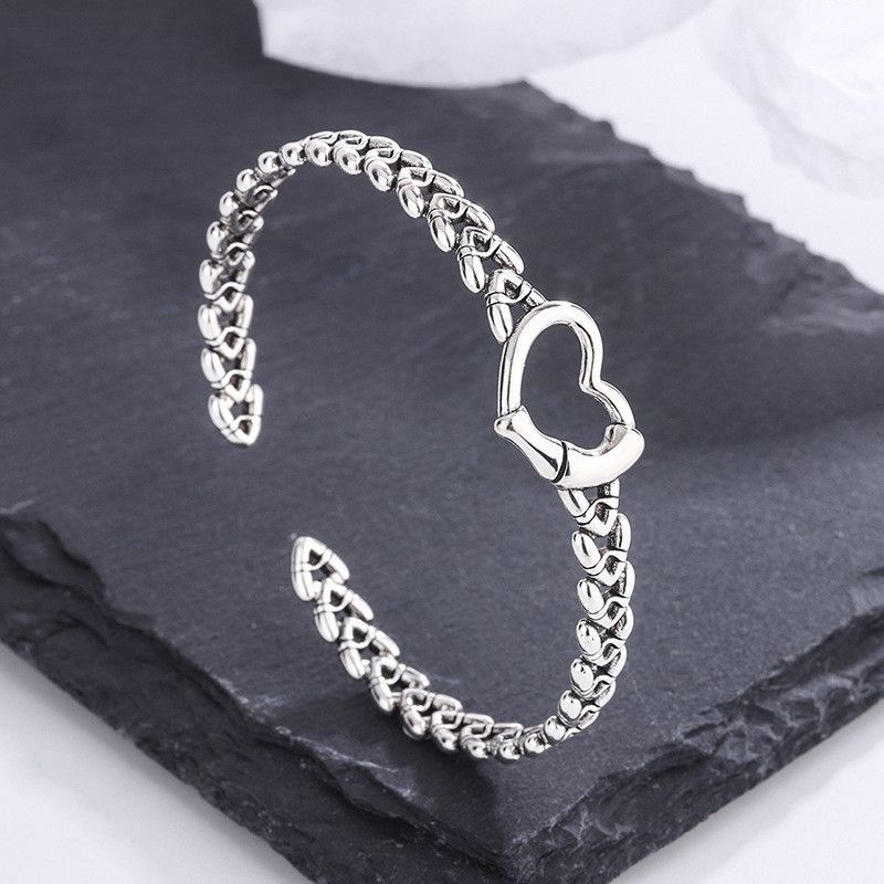 Jewelry Simple Hollow Love Heart Bangles Bracelet Size ONE SIZE - 3 Thumbnail