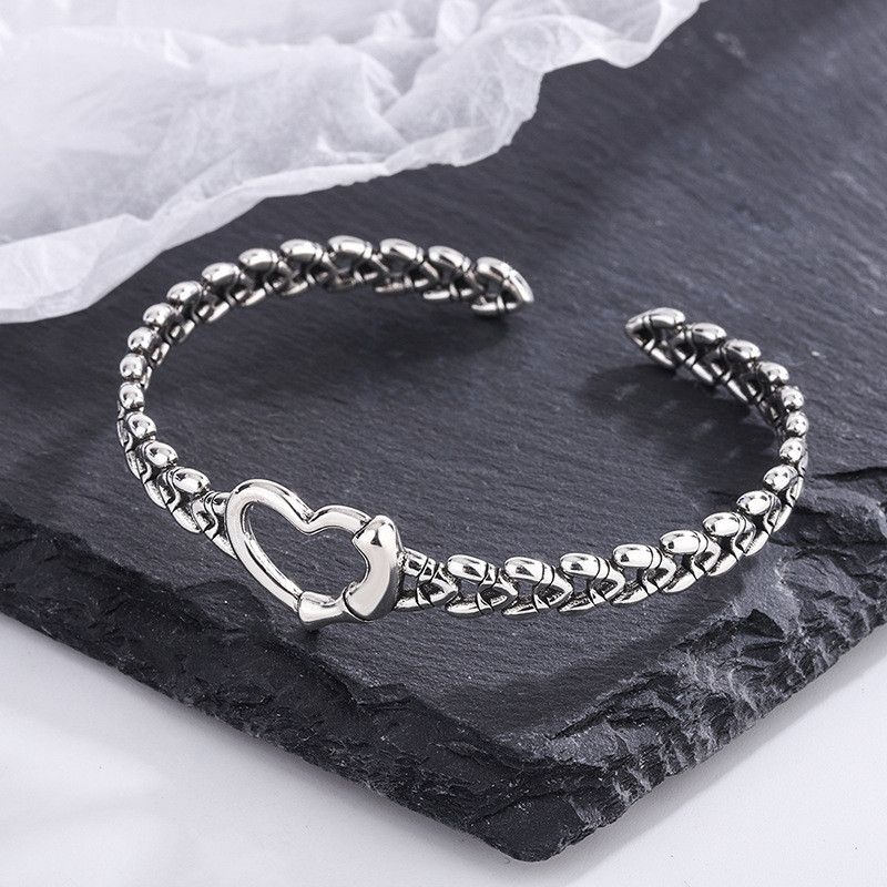 Jewelry Simple Hollow Love Heart Bangles Bracelet Size ONE SIZE - 2 Thumbnail