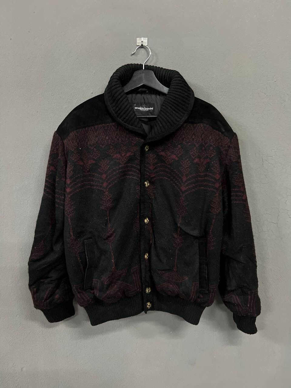 image of Arnaldo Bassini Wool Native Design Jacket in Black, Men's (Size Medium)