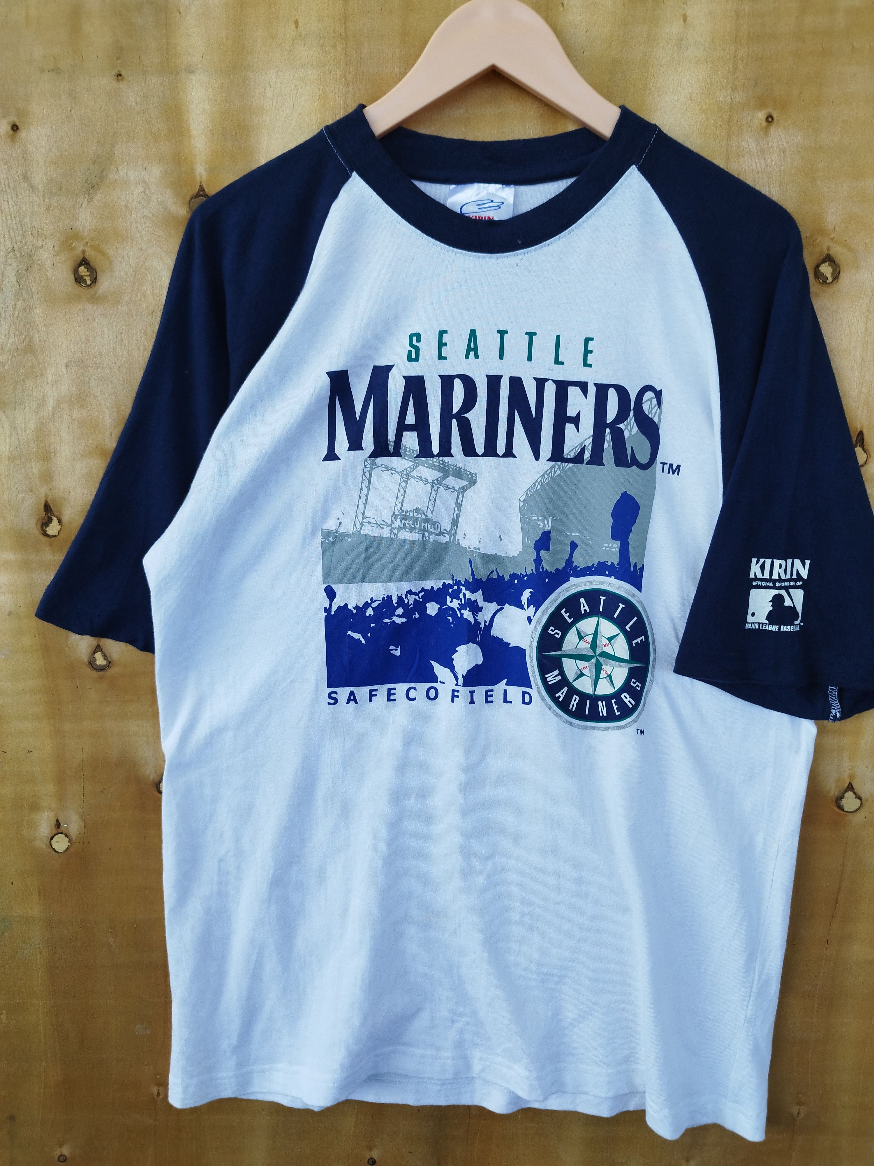 MLB × Majestic Seatle Mariners t shirt raglan Kirin Japan Size US L / EU 52-54 / 3 - 3 Thumbnail