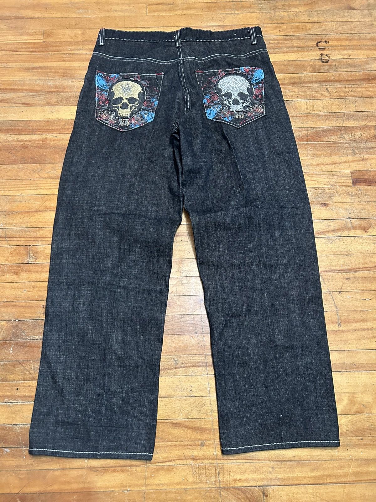 Avirex × JNCO × Southpole Crazy vintage Y2K Avirex denim jeans opium skull rare cool Size US 36 / EU 52 - 1 Thumbnail