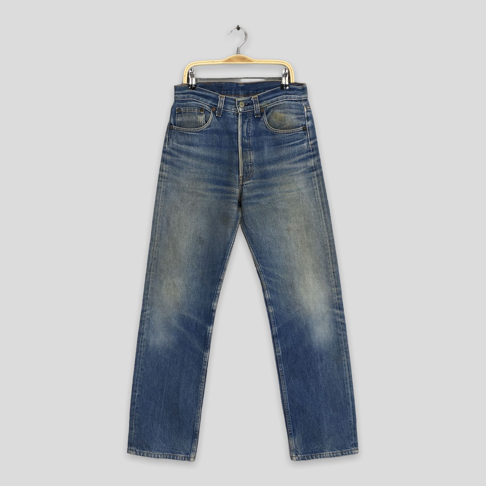 image of Size 28X29.5 Vintage 90's Levi's 501 Faded Stonewash Jeans in Blue, Men's