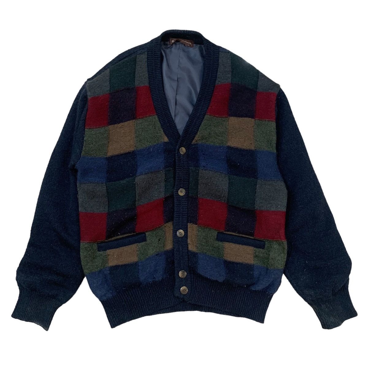 Designer Vintage Mario Giovanni Patchwork Wool Knit Cardigan Jacket Size US S / EU 44-46 / 1 - 1 Thumbnail
