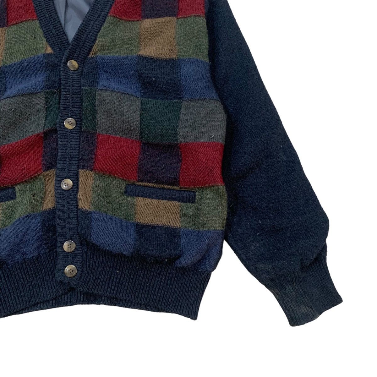 Designer Vintage Mario Giovanni Patchwork Wool Knit Cardigan Jacket Size US S / EU 44-46 / 1 - 7 Thumbnail