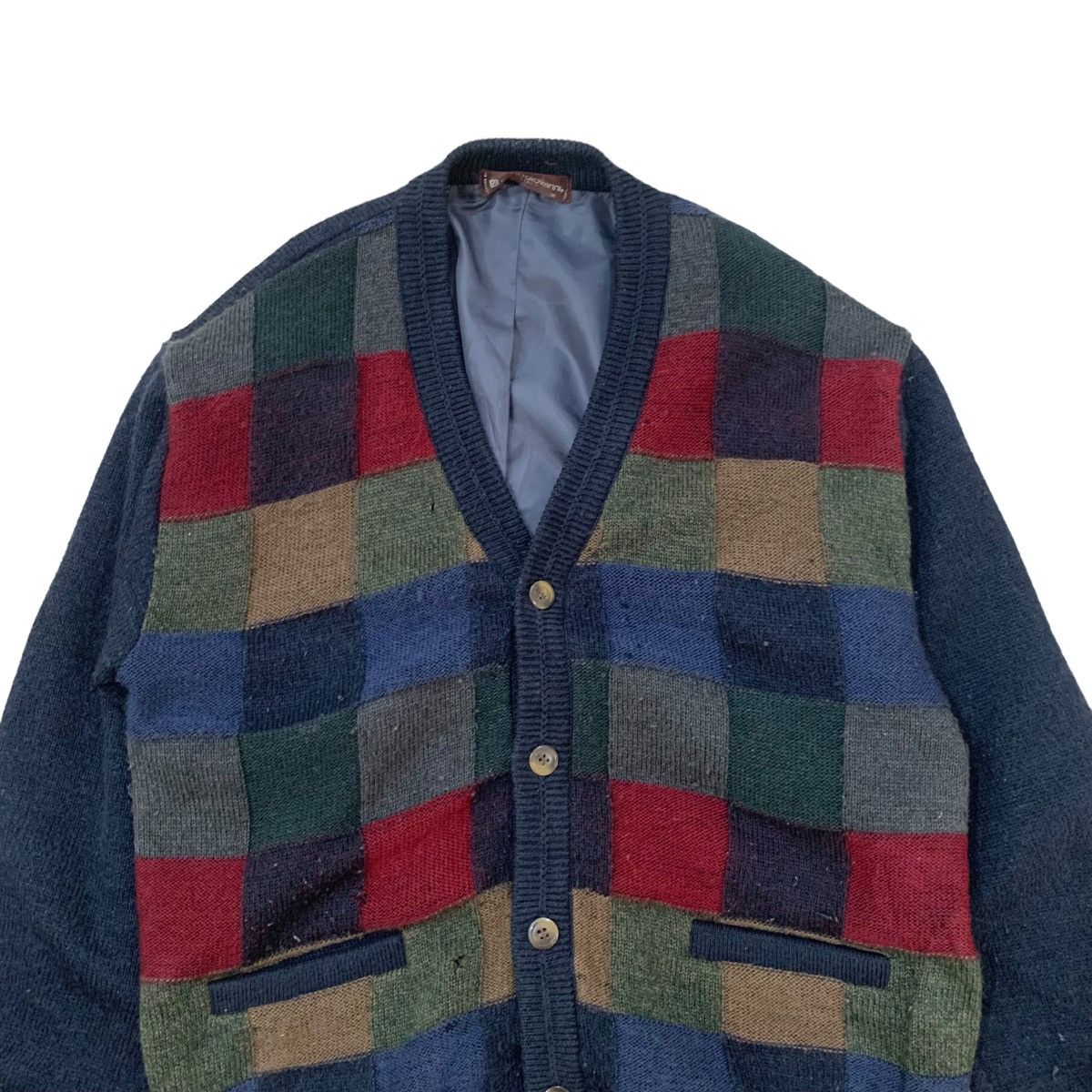 Designer Vintage Mario Giovanni Patchwork Wool Knit Cardigan Jacket Size US S / EU 44-46 / 1 - 3 Thumbnail