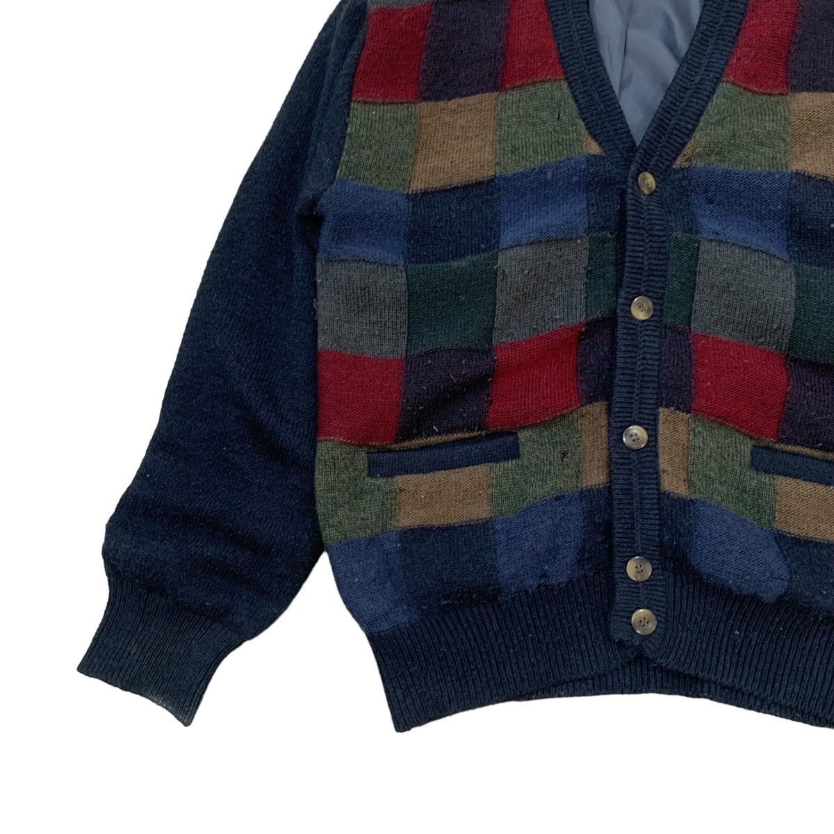 Designer Vintage Mario Giovanni Patchwork Wool Knit Cardigan Jacket Size US S / EU 44-46 / 1 - 6 Thumbnail