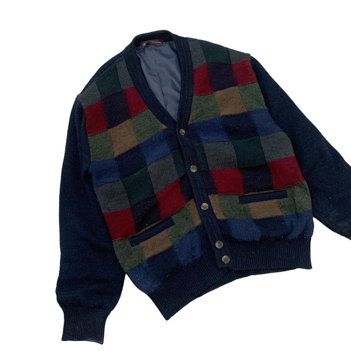 Designer Vintage Mario Giovanni Patchwork Wool Knit Cardigan Jacket Size US S / EU 44-46 / 1 - 5 Thumbnail