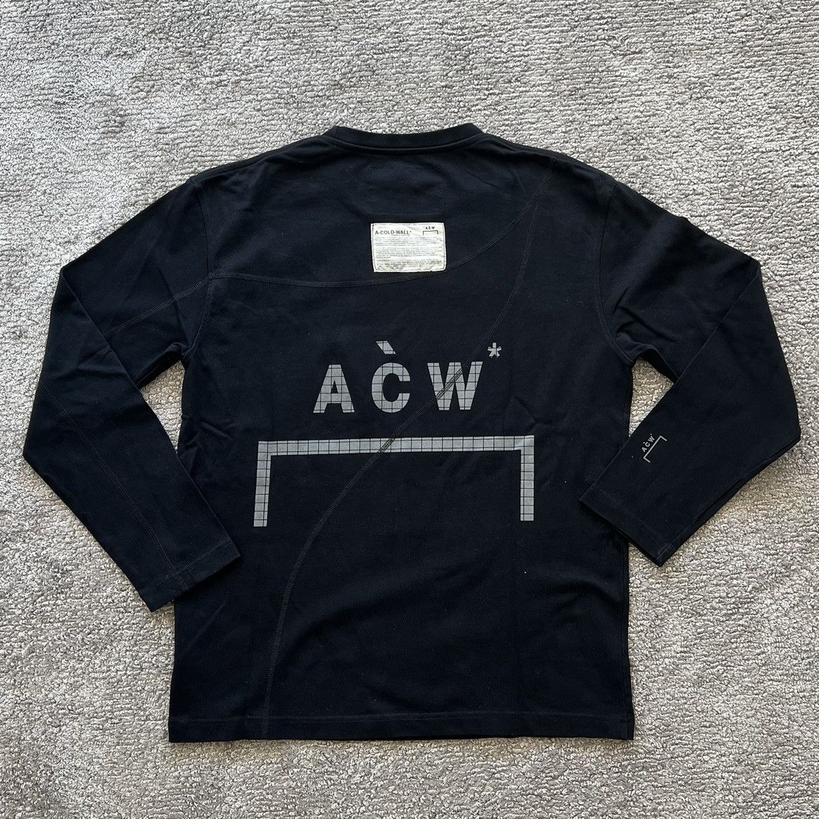 A-COLD-WALL* ACW Black Reflective Logo Long Sleeve T-Shirt