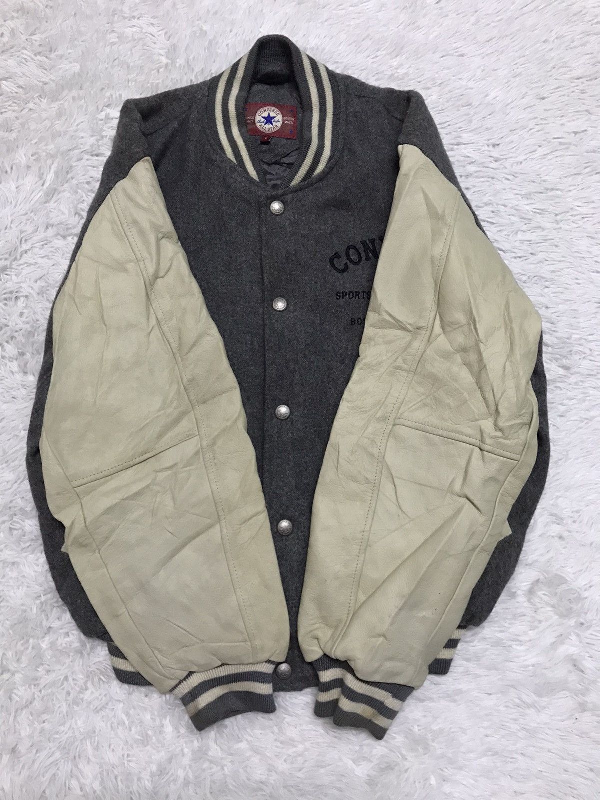 Converse Vtg Converse Embroidery Wool Leater Sleeve Varsity Jacket Size US L / EU 52-54 / 3 - 4 Thumbnail