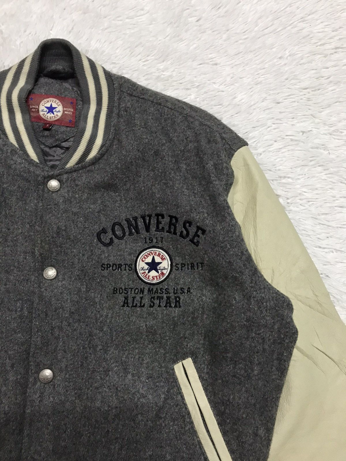 Converse Vtg Converse Embroidery Wool Leater Sleeve Varsity Jacket Size US L / EU 52-54 / 3 - 3 Thumbnail
