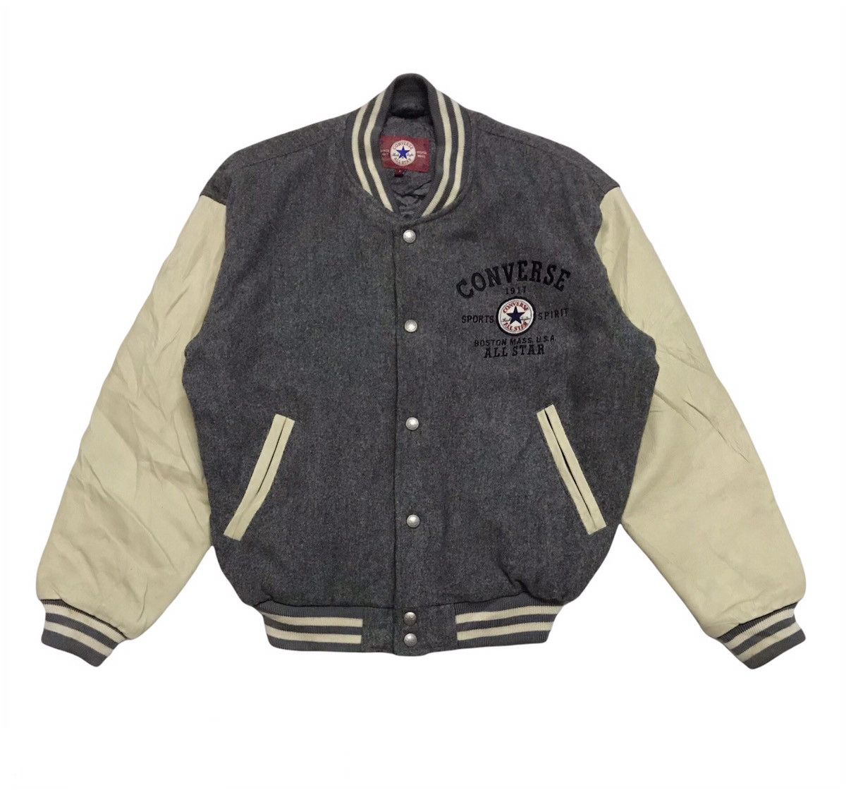 Converse Vtg Converse Embroidery Wool Leater Sleeve Varsity Jacket Size US L / EU 52-54 / 3 - 2 Thumbnail