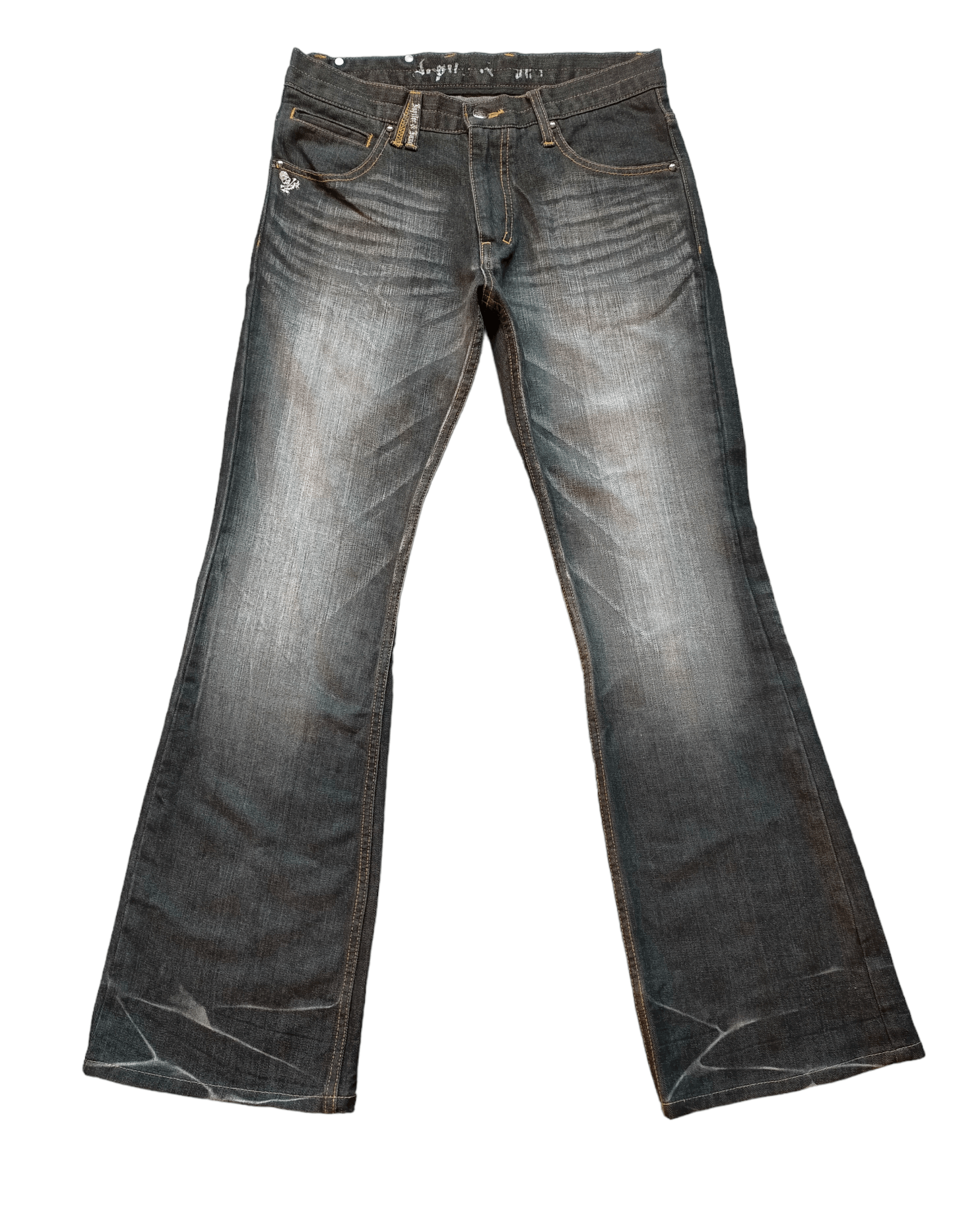 image of Hysteric Glamour Flare Jeans Jupiter &juno Japan Boot Cut in Acid Wash Black, Men's (Size 31)