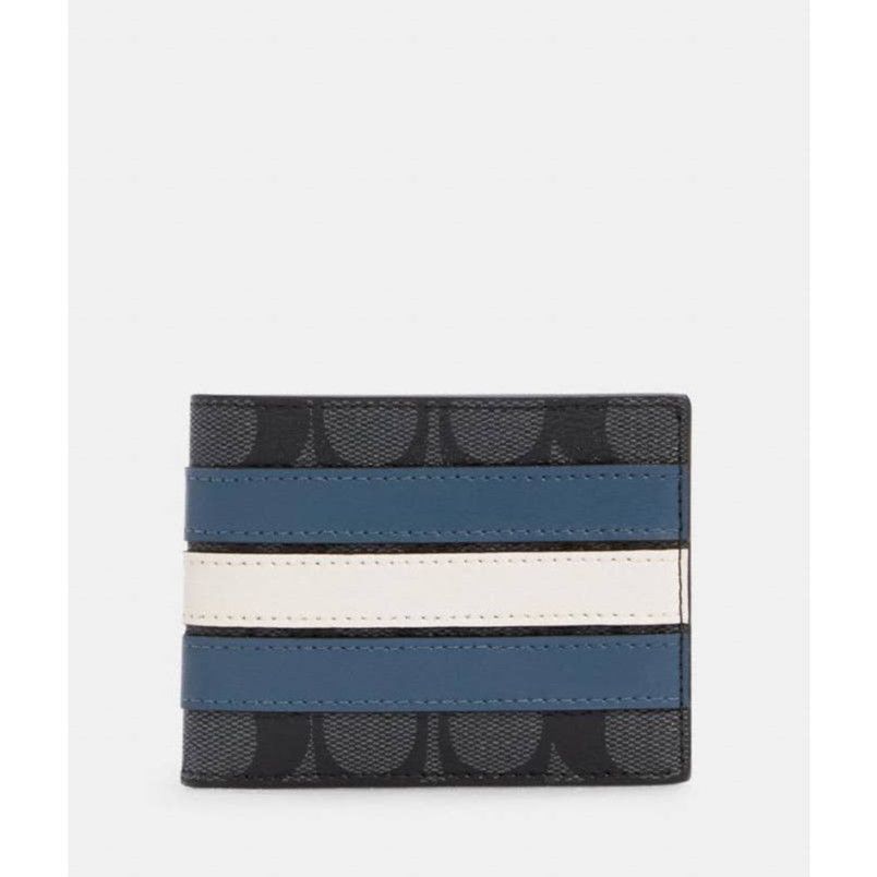 coach 3 in 1 wallet in signature canvas with varsity stripe