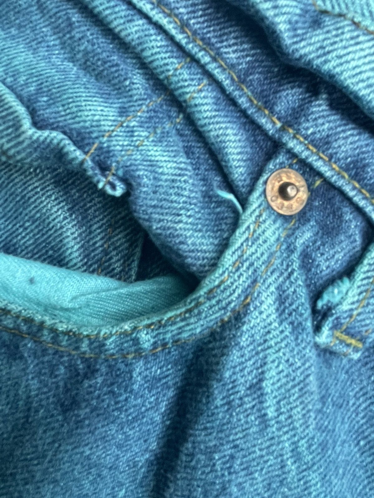 Levi's × Vintage Vintage 80’s Levis 505 Dye Green Denim Size US 33 - 18 Thumbnail