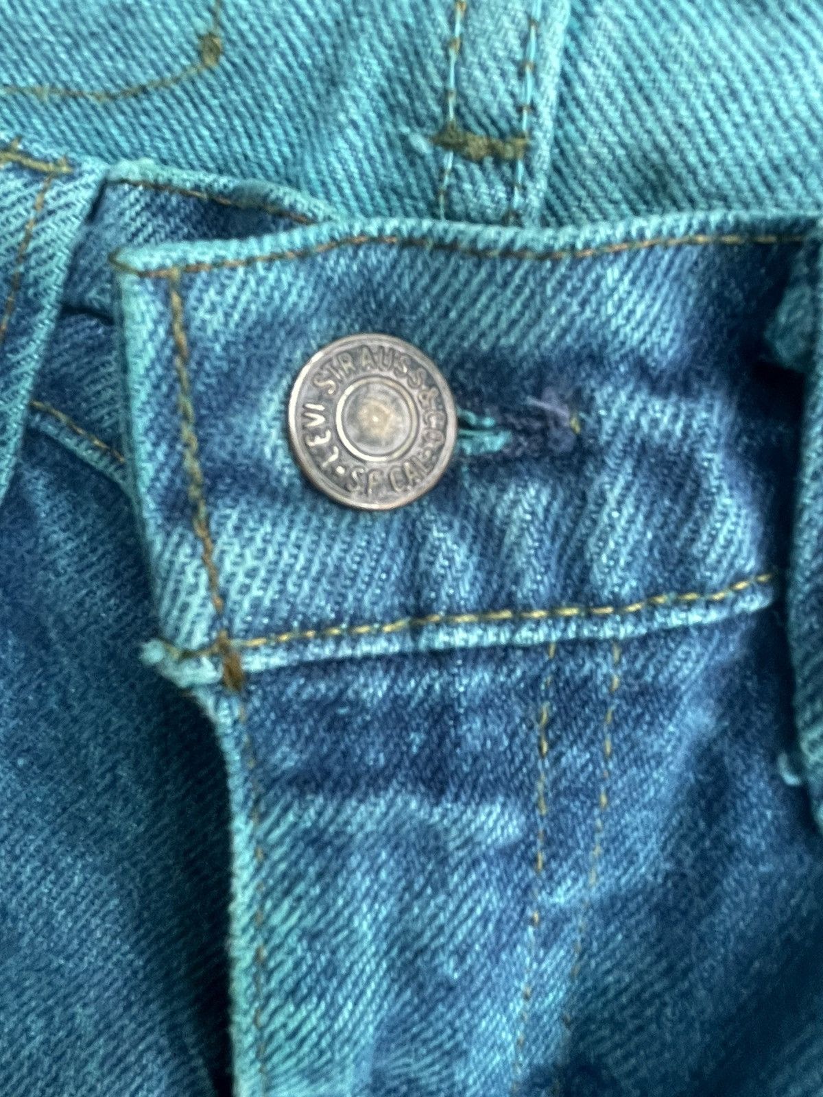 Levi's × Vintage Vintage 80’s Levis 505 Dye Green Denim Size US 33 - 19 Thumbnail