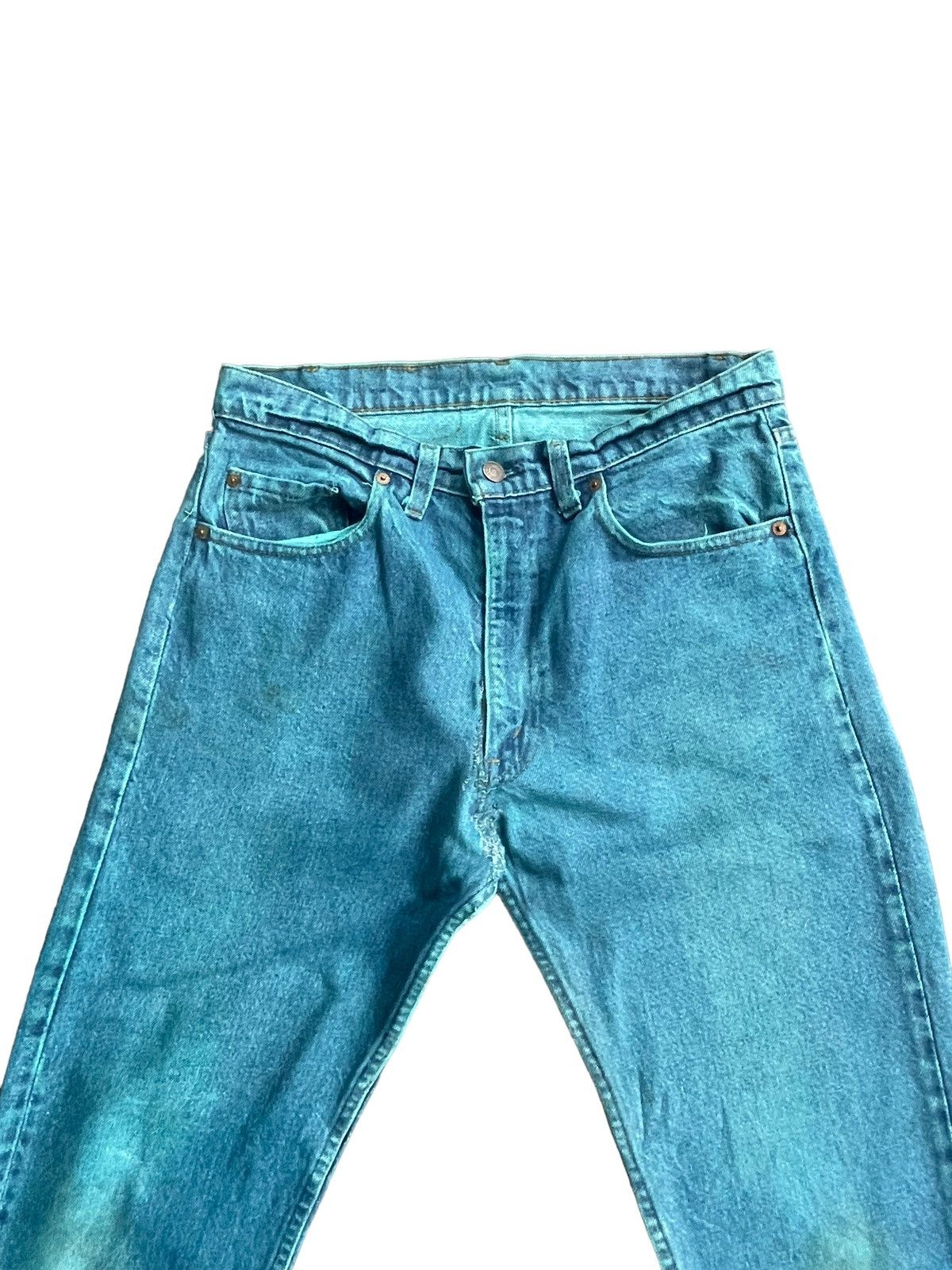 Levi's × Vintage Vintage 80’s Levis 505 Dye Green Denim Size US 33 - 5 Thumbnail