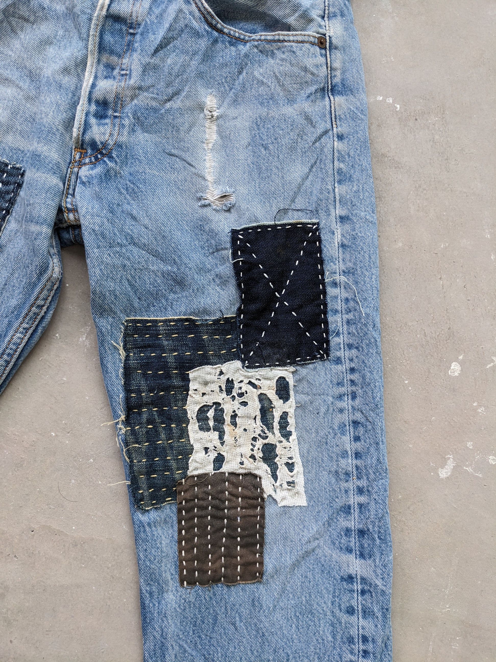 Levi's × Vintage OPEN ORDER 🔥 Vintage Levis 501 Sashiko Boro Custom Made Size US 30 / EU 46 - 2 Thumbnail