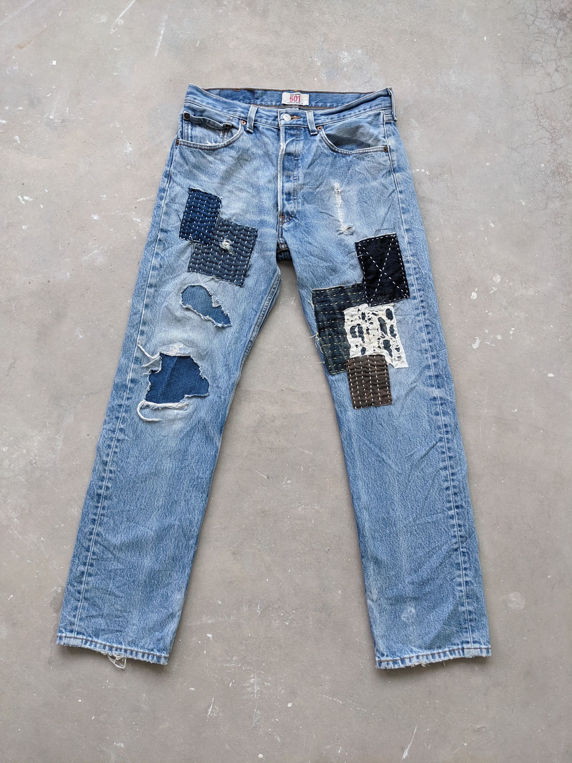 Levi's × Vintage OPEN ORDER 🔥 Vintage Levis 501 Sashiko Boro Custom Made Size US 30 / EU 46 - 1 Thumbnail