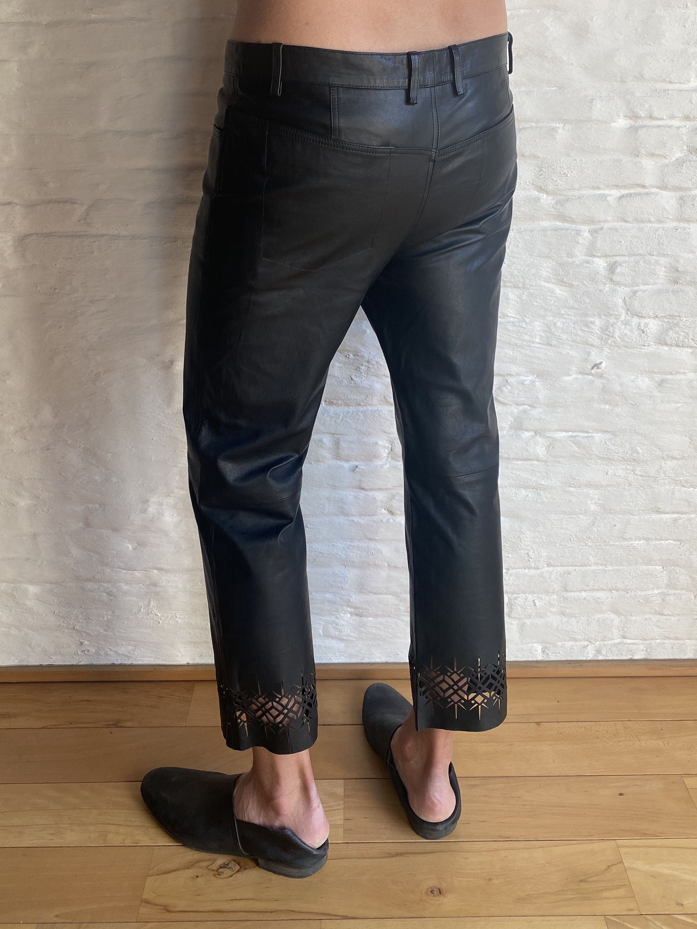 Haider Ackermann RTP$3000 Leather Laser Cut Pants Size US 34 / EU 50 - 3 Thumbnail