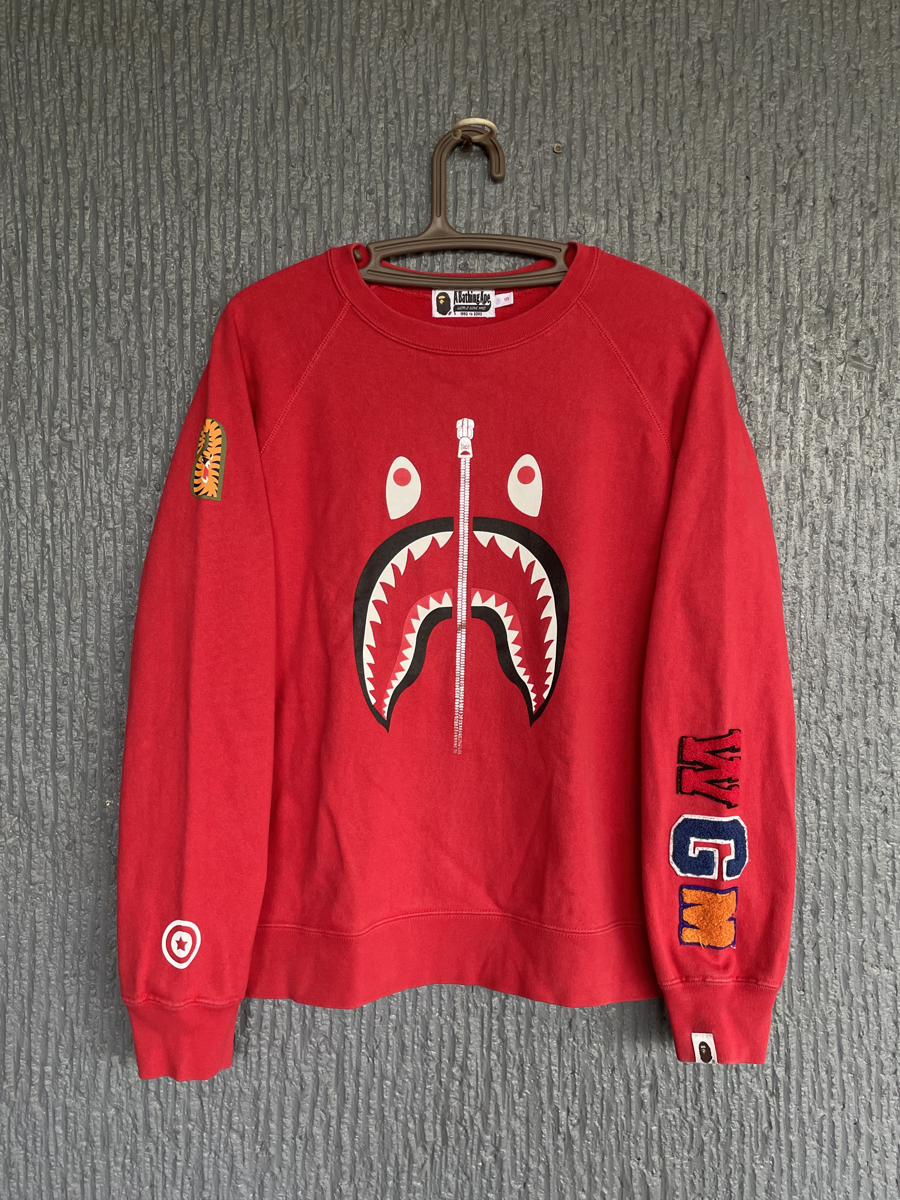 image of Bape Shark Crewneck in Red, Women's (Size Small)