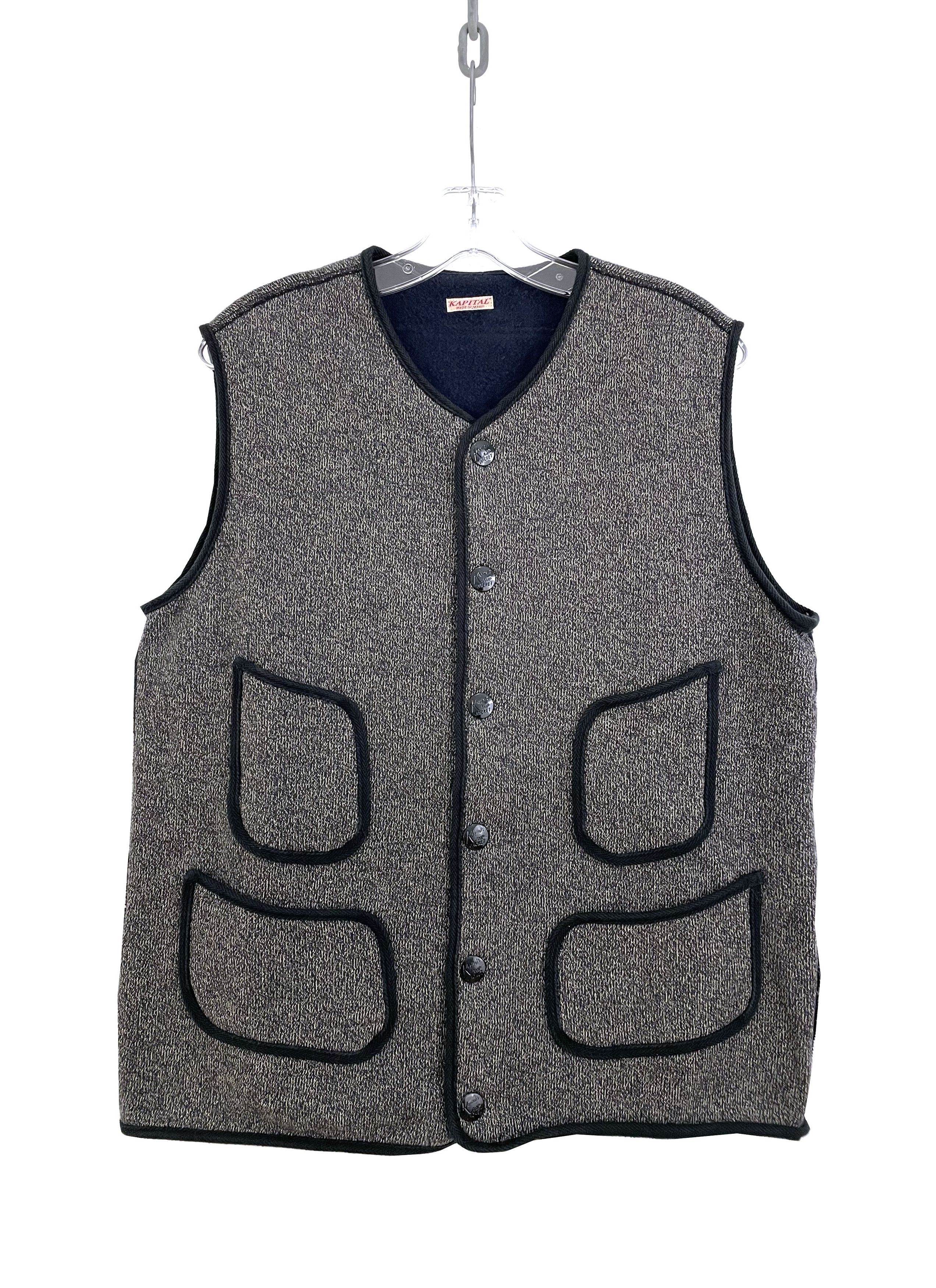 image of Kapital Beach Fleece Vest in Blue Grey, Men's (Size XL)