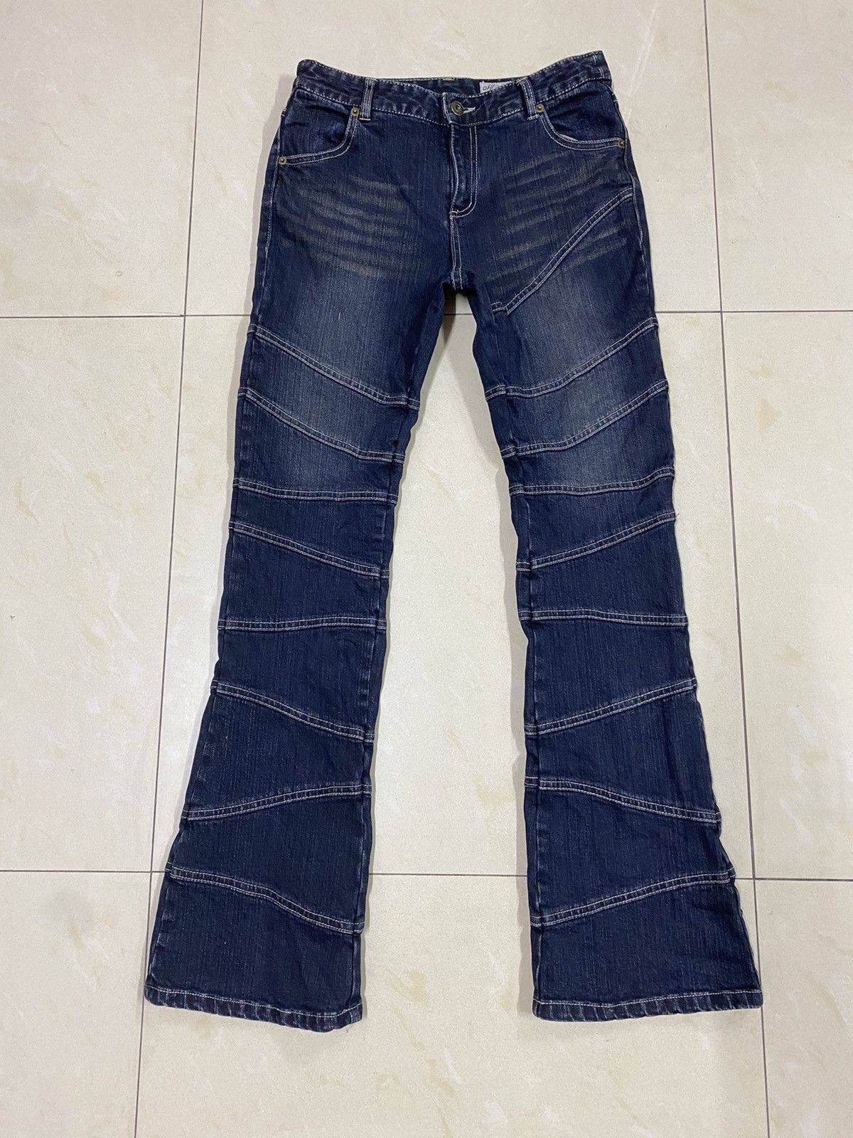 Japanese Brand Layered Hagi Flared Denim Jeans