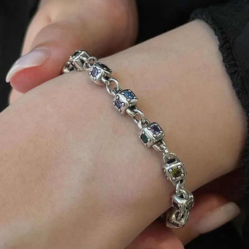 Jewelry Creative Multicolor Zircons Chain Bracelet Size ONE SIZE - 3 Thumbnail
