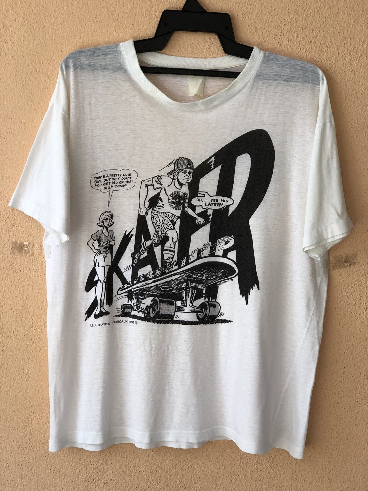 image of 90's Skater Tee / Thrasher Zorlac in White, Men's (Size Large)
