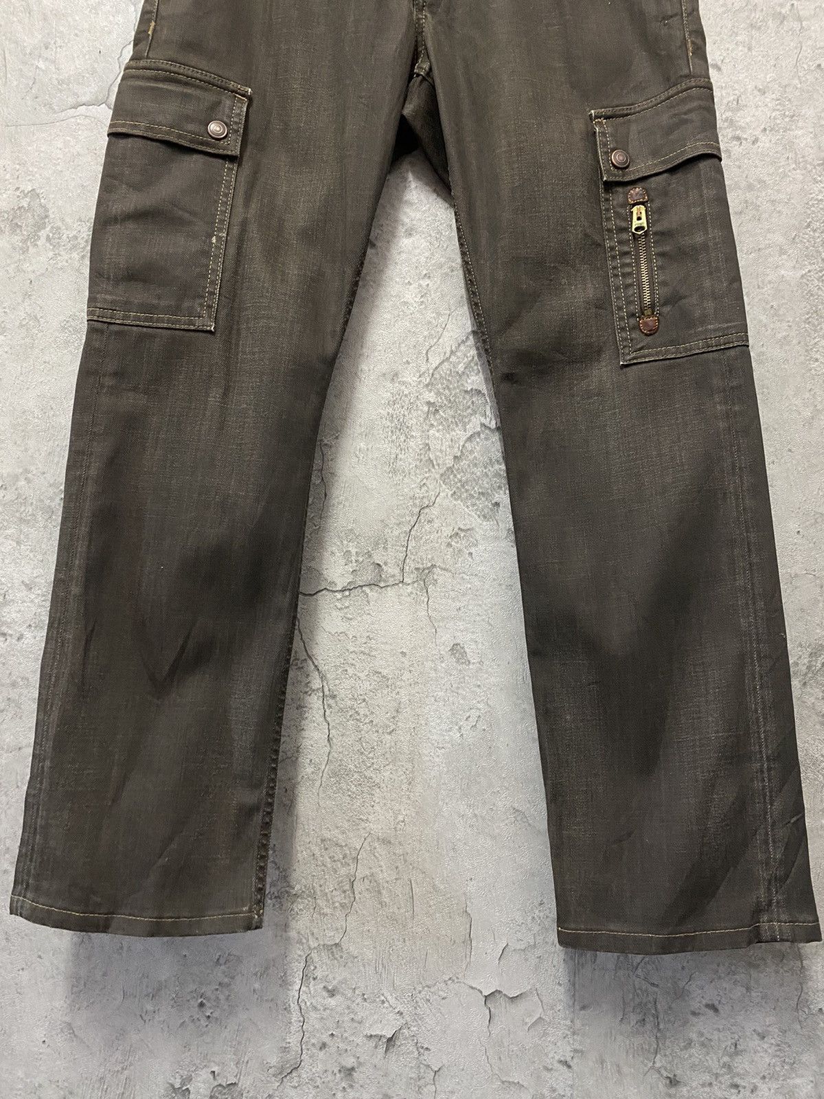 Japanese Brand × Other Back Number Japan Waxed Denim Cargo 7 Pocket Pants Size US 30 / EU 46 - 10 Thumbnail