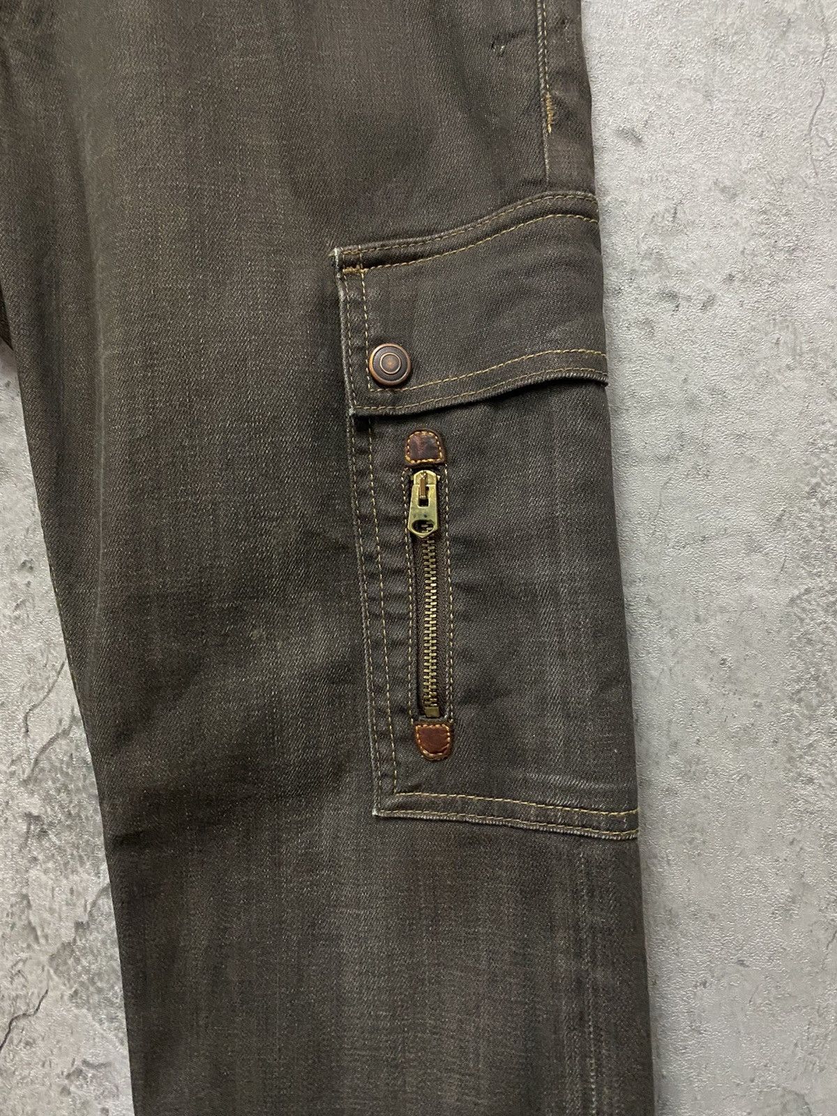 Japanese Brand × Other Back Number Japan Waxed Denim Cargo 7 Pocket Pants Size US 30 / EU 46 - 7 Thumbnail