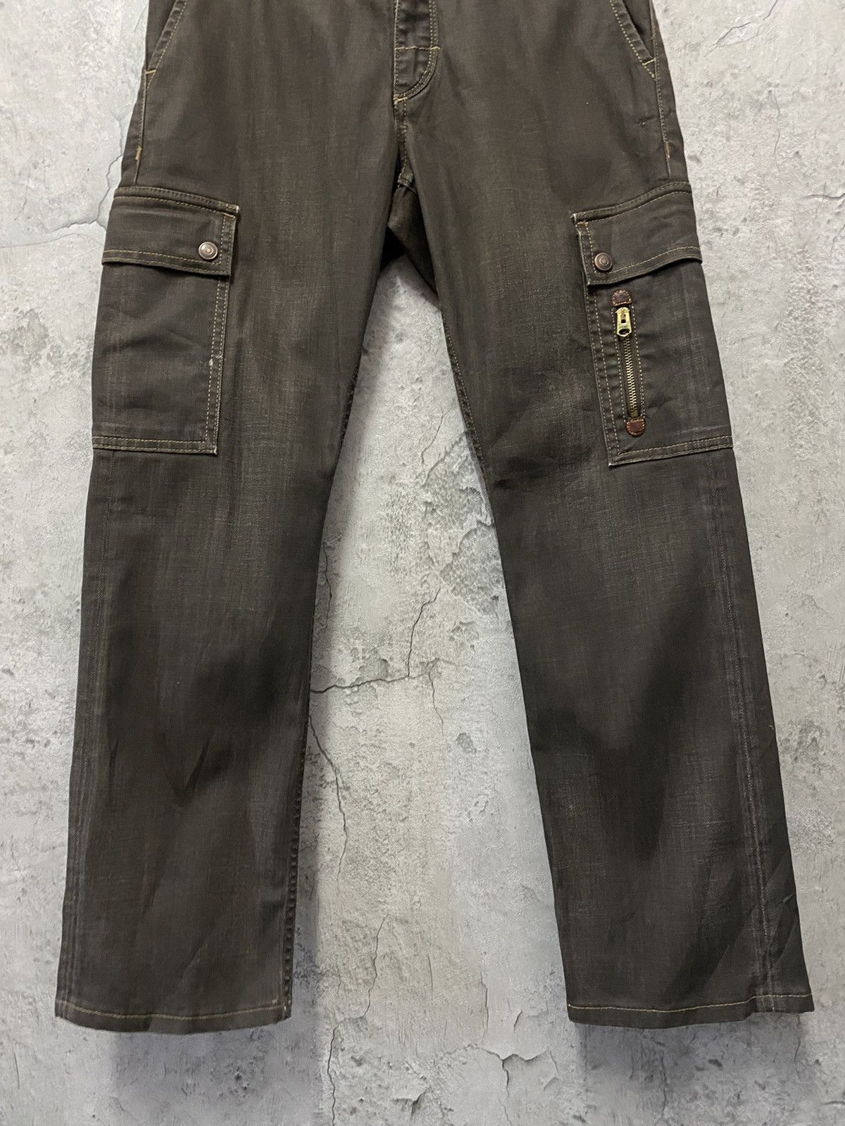 Japanese Brand × Other Back Number Japan Waxed Denim Cargo 7 Pocket Pants Size US 30 / EU 46 - 5 Thumbnail