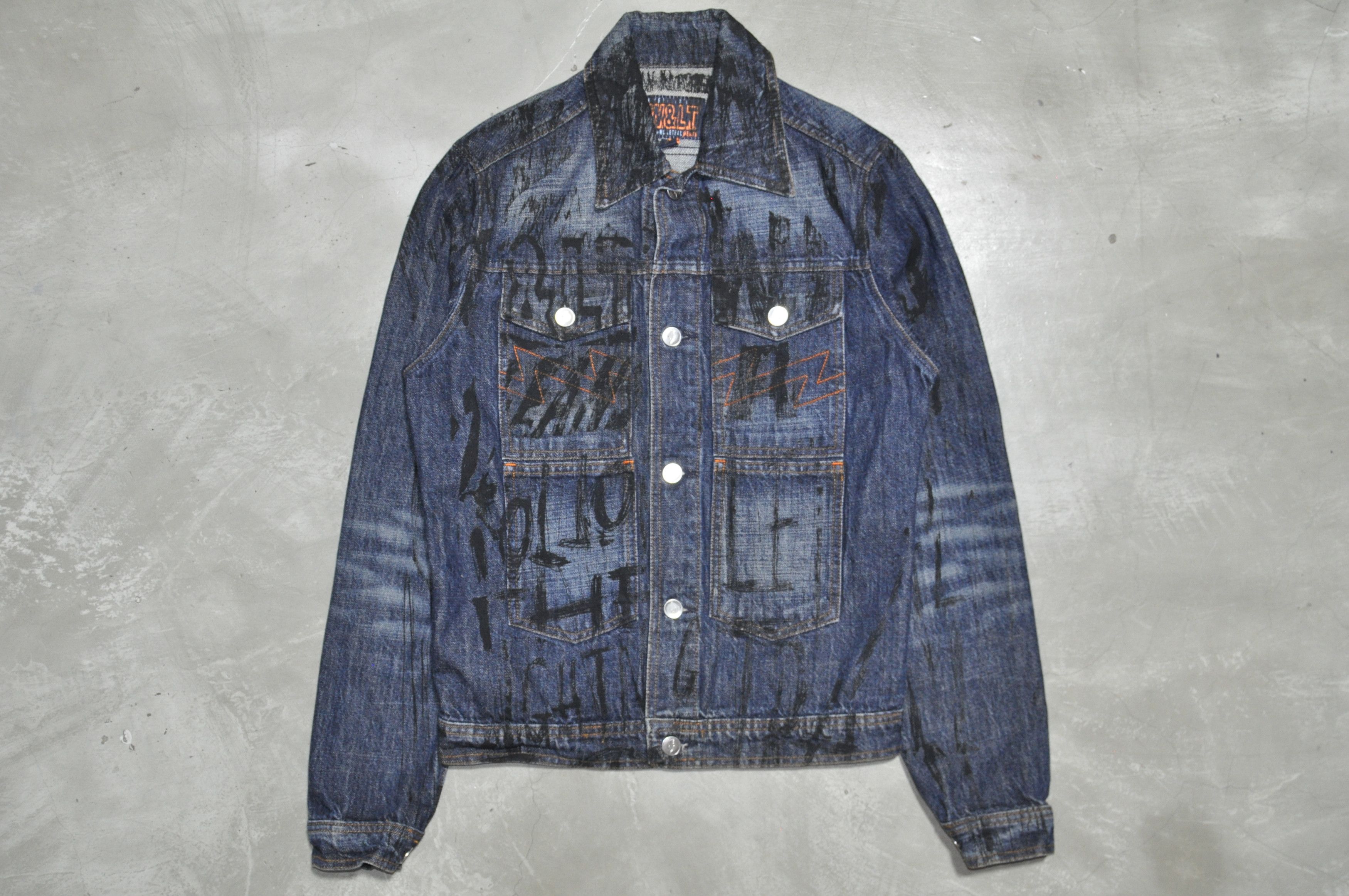 image of W Lt x W Lt Walter Van Beirendonck W&lt - Pen Denim Trucker Jacket, Men's (Size XS)