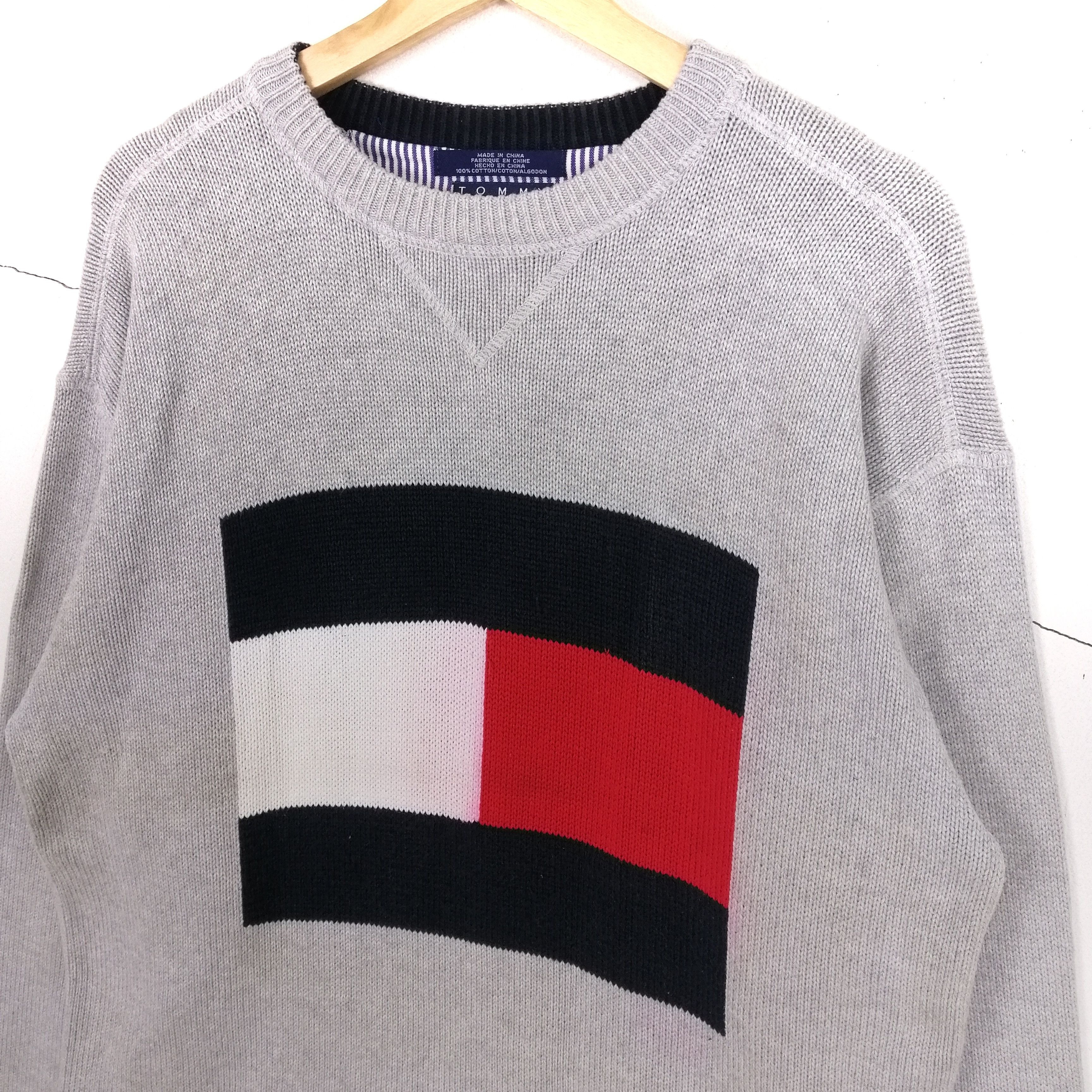 Tommy Hilfiger 🔥Vintage 90s Tommy Hilfiger big logo flag knitwear Size US L / EU 52-54 / 3 - 2 Thumbnail