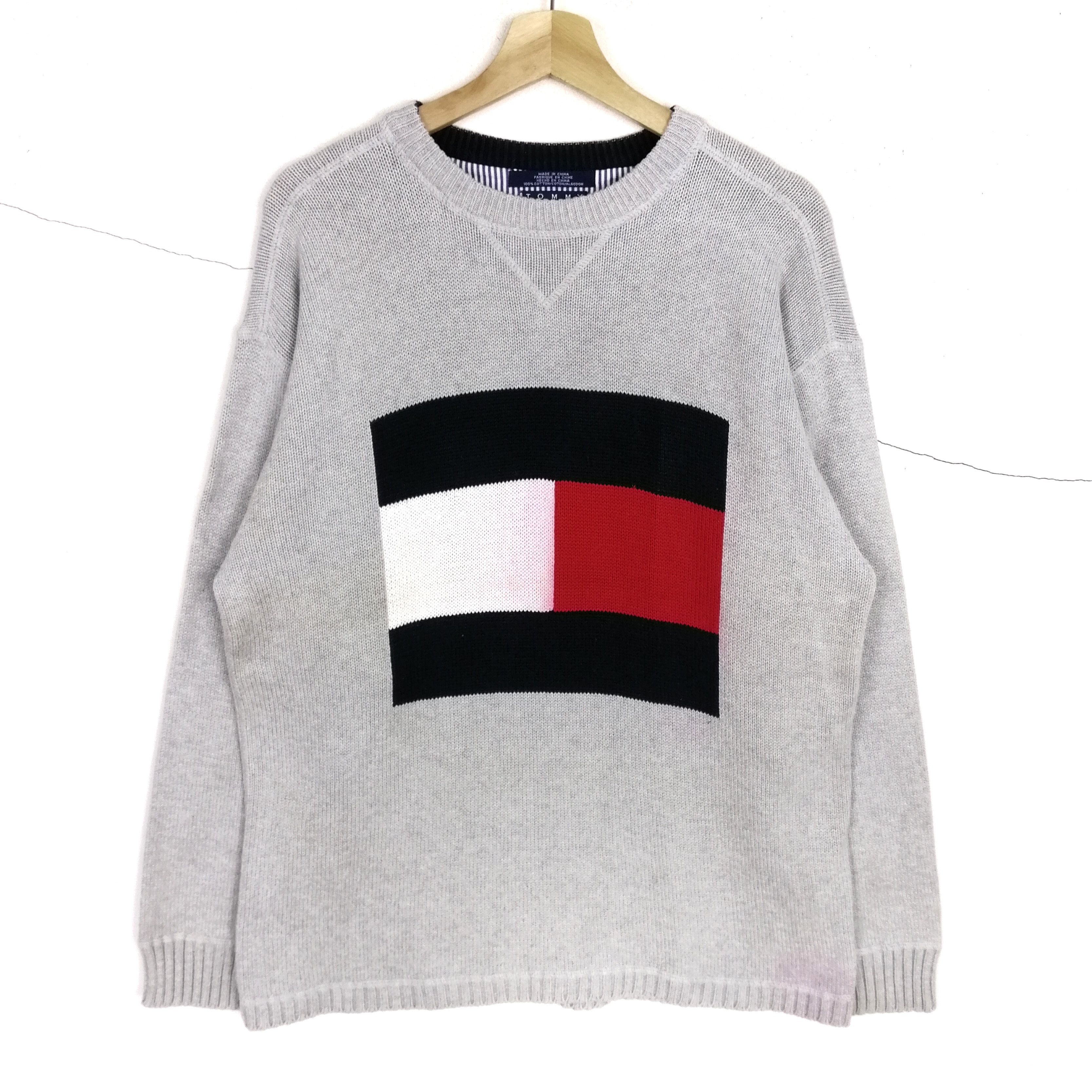 Tommy Hilfiger 🔥Vintage 90s Tommy Hilfiger big logo flag knitwear Size US L / EU 52-54 / 3 - 1 Thumbnail