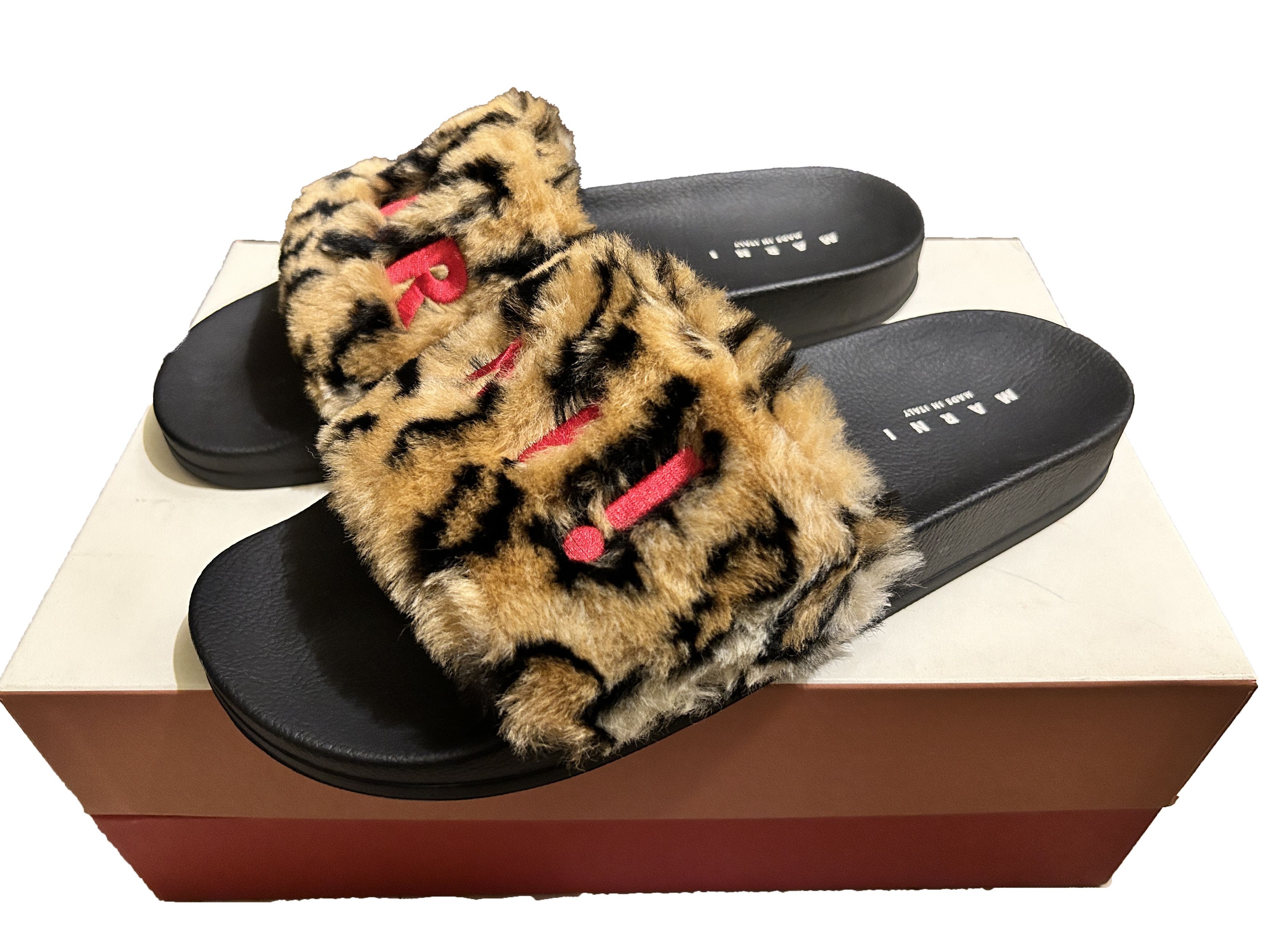 Marni Marni Leopard print faux fur slide size EU 45 / US 12 Men's Size US 12 / EU 45 - 2 Thumbnail