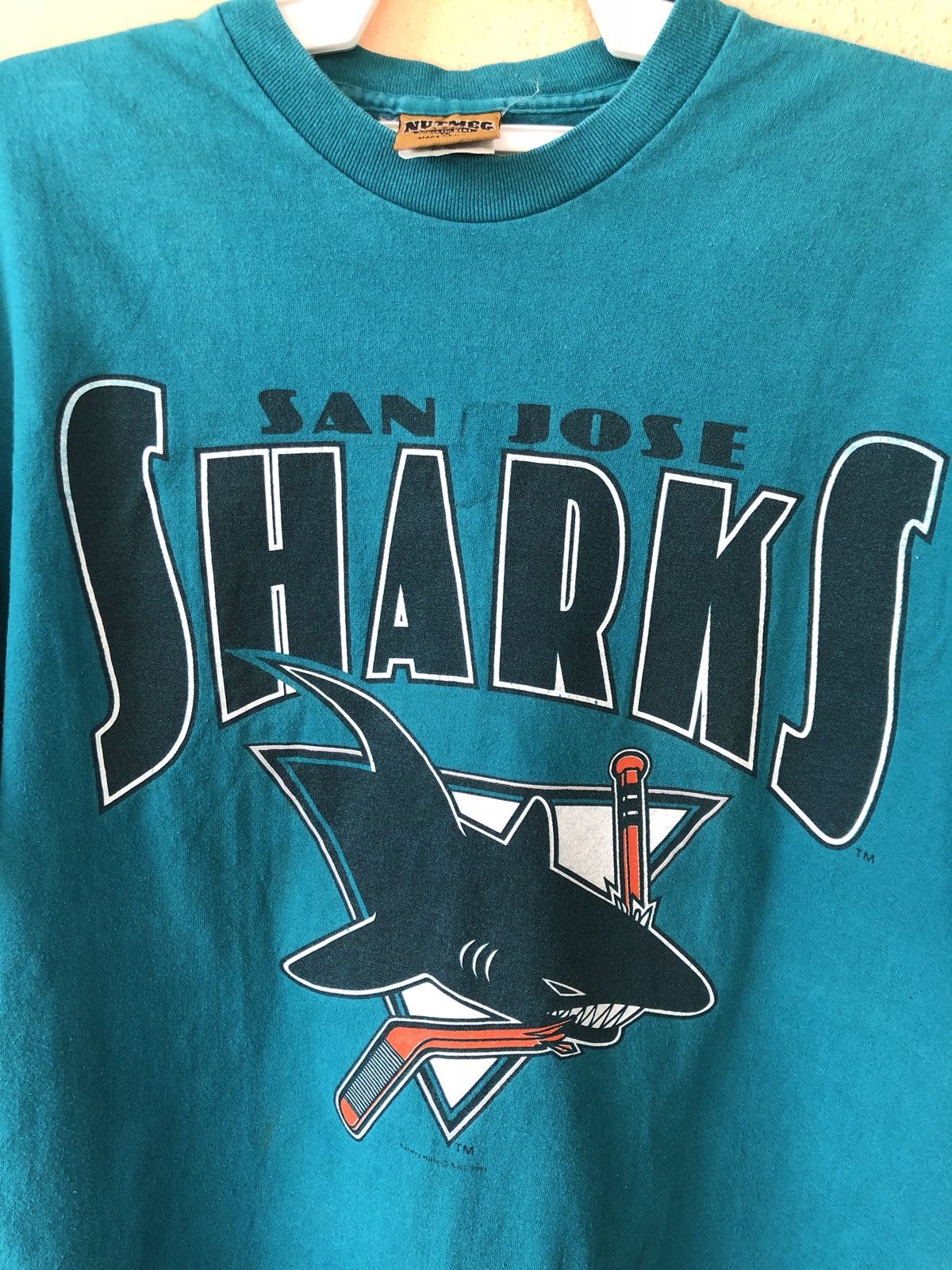 Nutmeg × Vintage Vintage 90s SAN JOSE Sharks NHL Tee Size US XL / EU 56 / 4 - 2 Thumbnail