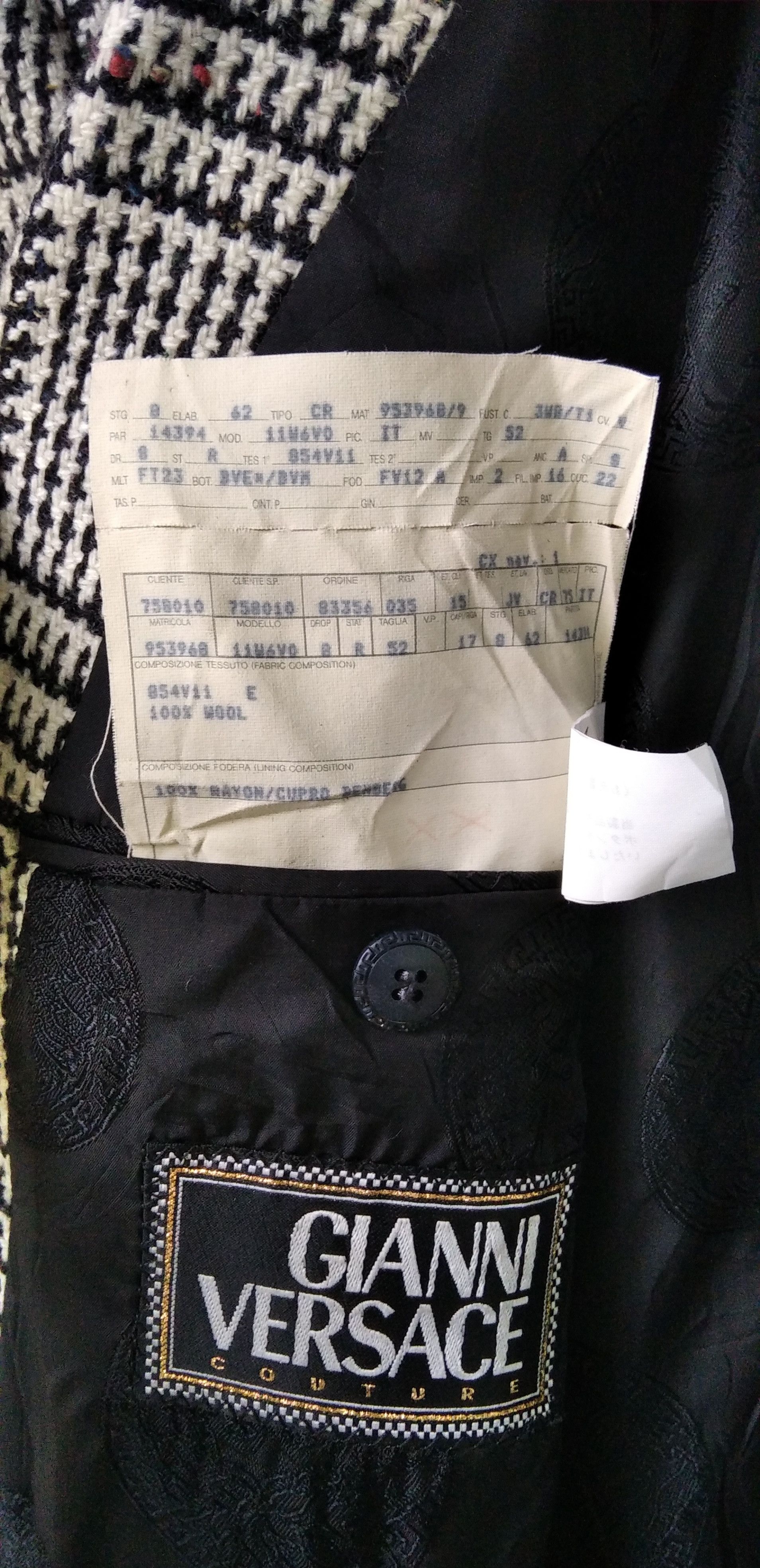 Versace RARE!Gianni Versace Prince of Whales Wool Rectangle Jacket Size 52R - 11 Thumbnail
