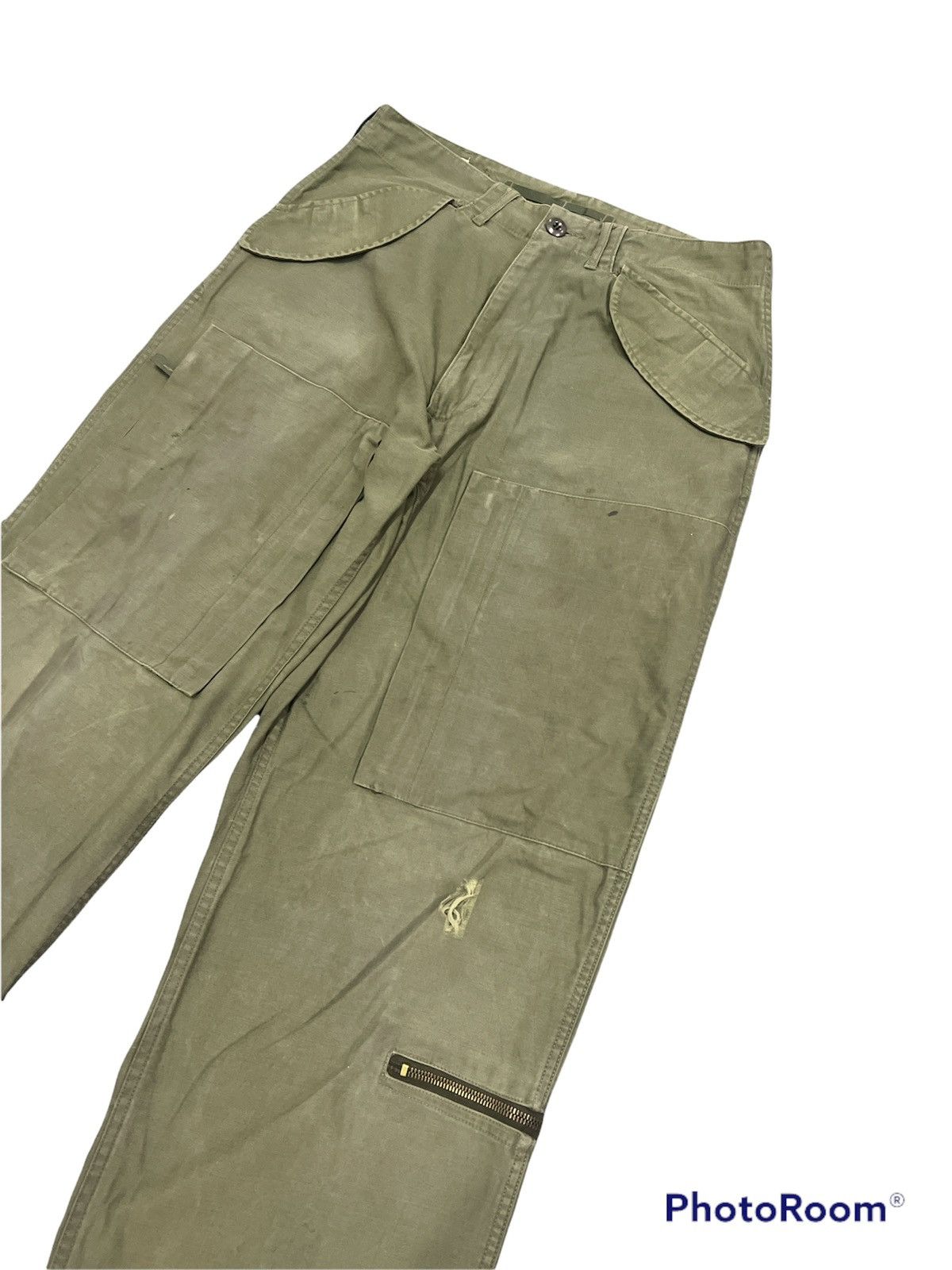 Vintage Thrashed Vintage British Army Issue Jungle Green Trousers Size US 31 - 2 Thumbnail
