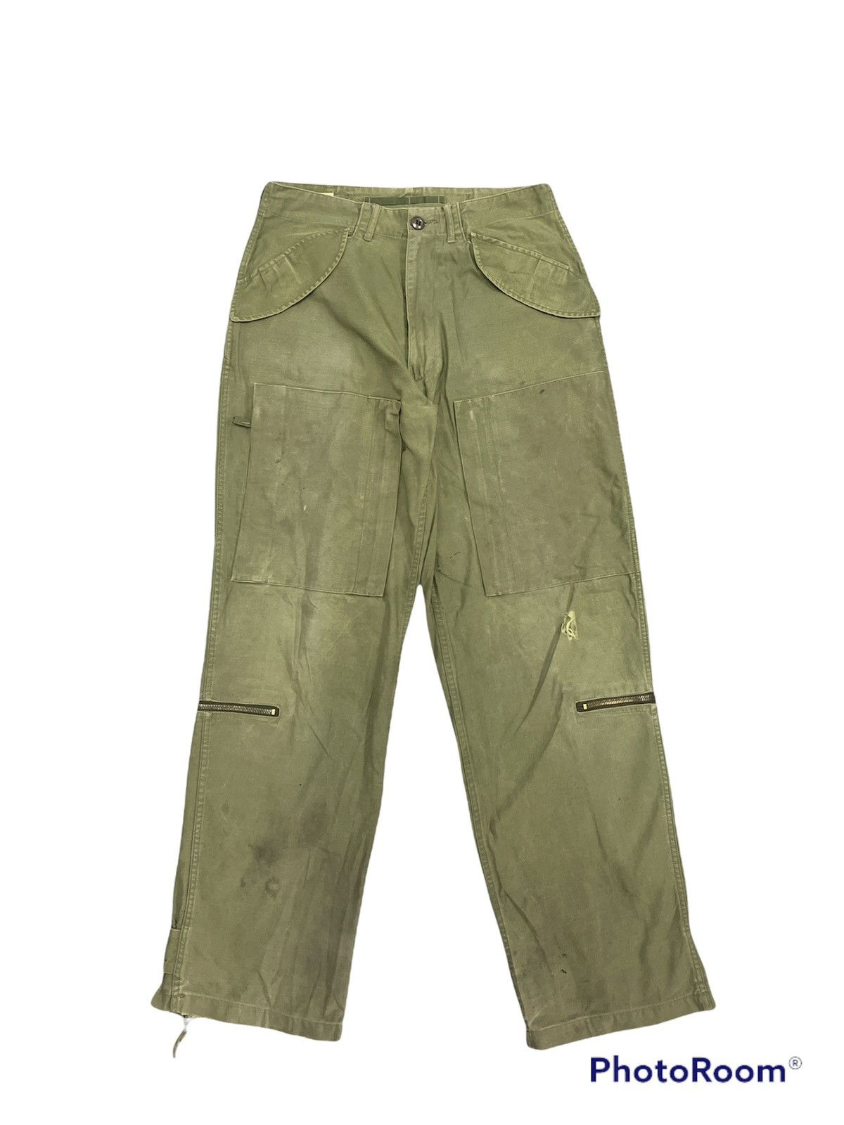 Vintage Thrashed Vintage British Army Issue Jungle Green Trousers Size US 31 - 1 Thumbnail