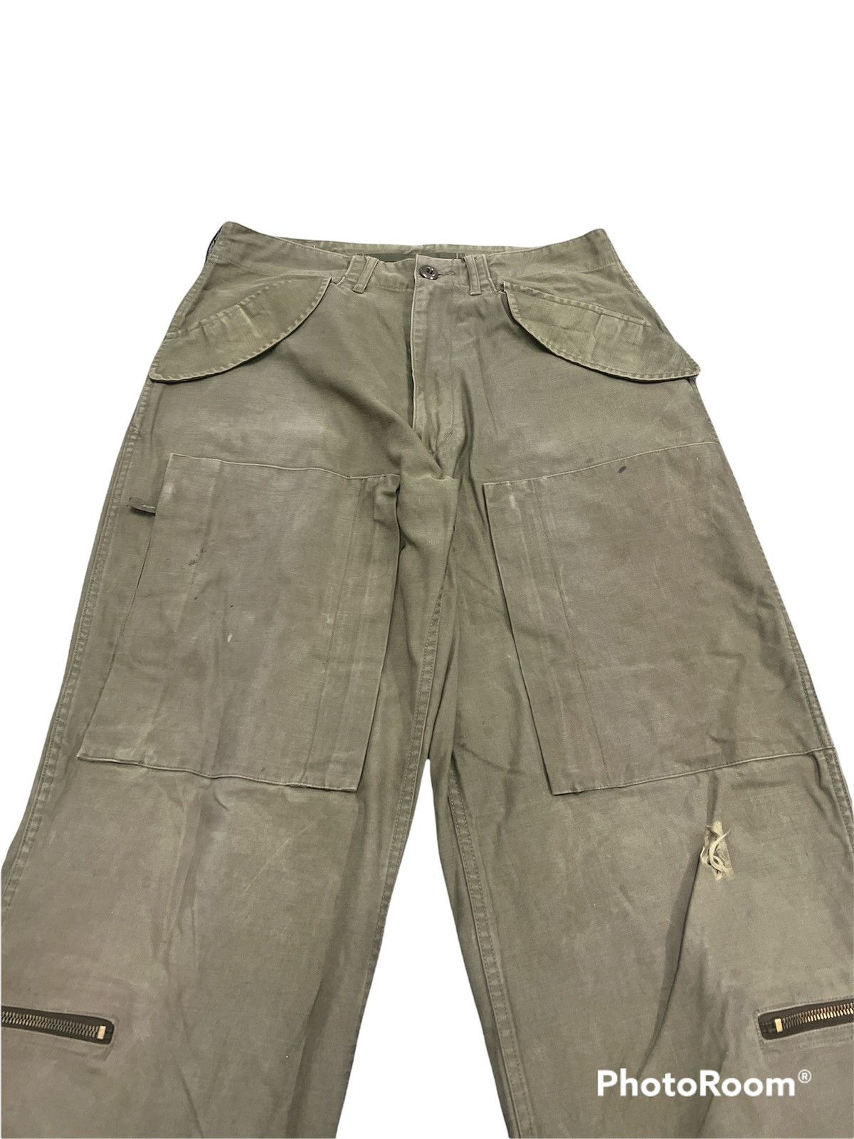 Vintage Thrashed Vintage British Army Issue Jungle Green Trousers Size US 31 - 3 Thumbnail