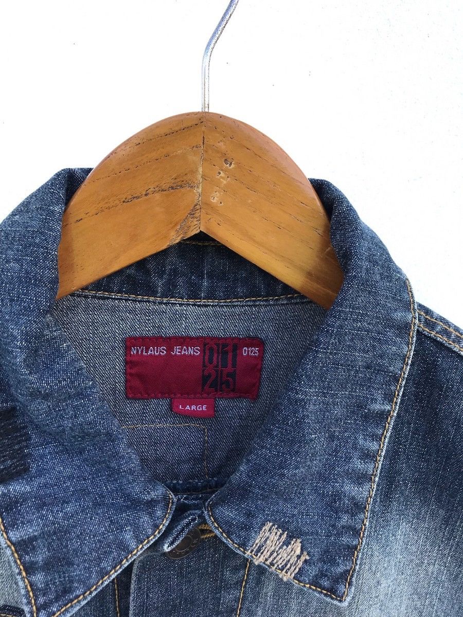 Japanese Brand Nylaus Jeans Distressed Patchwork Fashion Denim Jacket Size US S / EU 44-46 / 1 - 3 Thumbnail