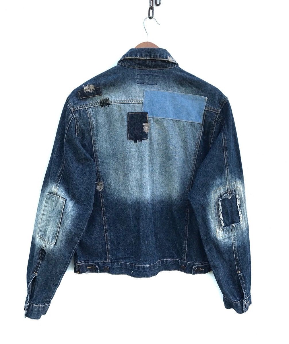Japanese Brand Nylaus Jeans Distressed Patchwork Fashion Denim Jacket Size US S / EU 44-46 / 1 - 2 Thumbnail
