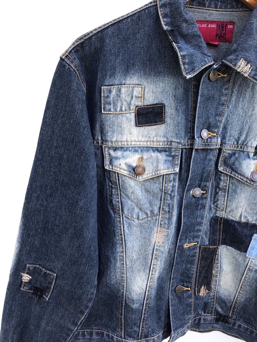 Japanese Brand Nylaus Jeans Distressed Patchwork Fashion Denim Jacket Size US S / EU 44-46 / 1 - 5 Thumbnail