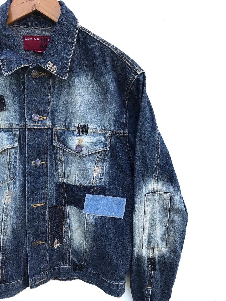 Japanese Brand Nylaus Jeans Distressed Patchwork Fashion Denim Jacket Size US S / EU 44-46 / 1 - 4 Thumbnail